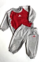 Adidas Red and Grey Jogging Suit 6-9m