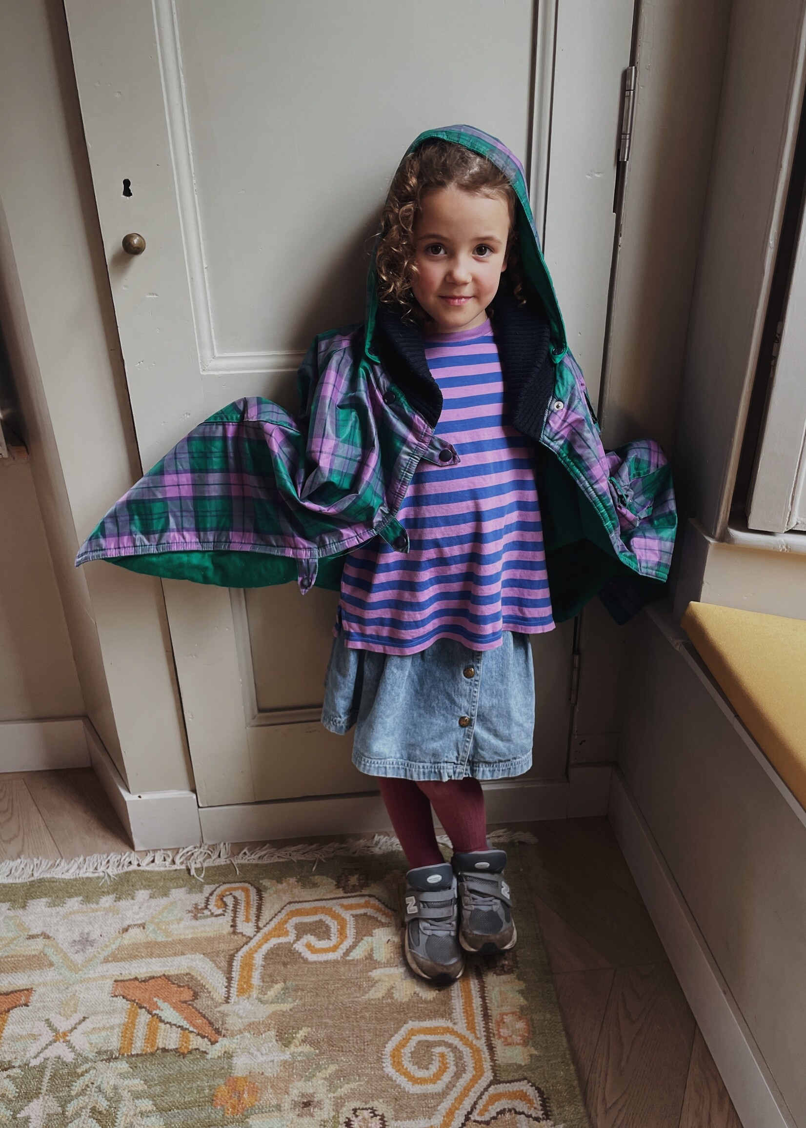 Vintage Purple Tartan Coat 6-8y