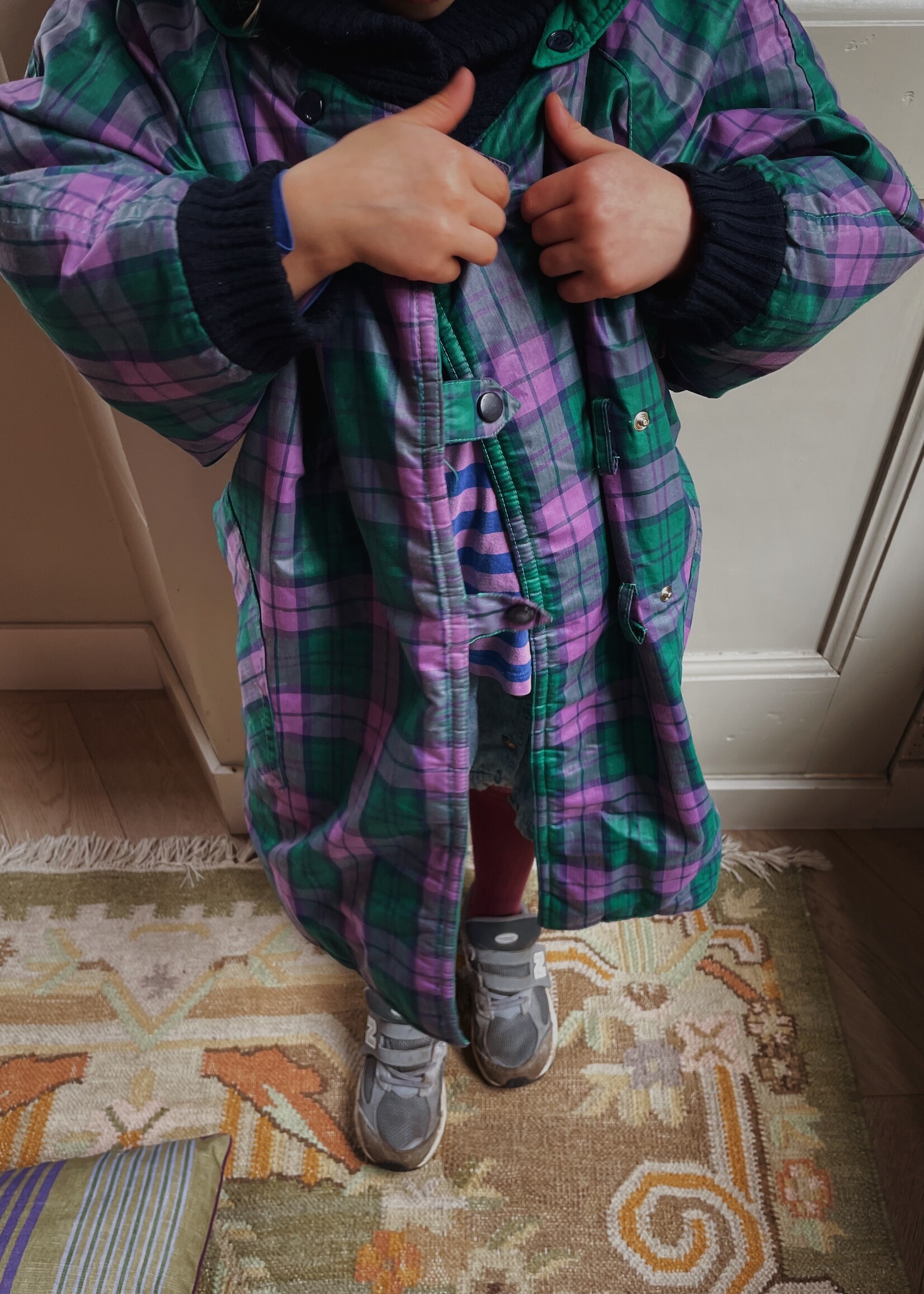 Vintage Purple Tartan Coat 6-8y