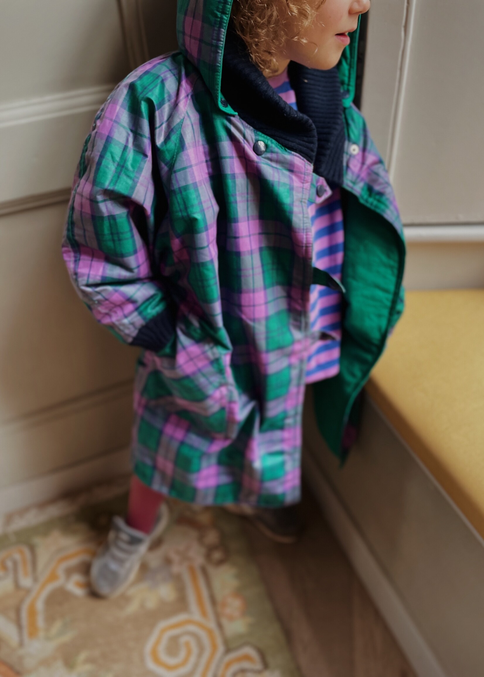 Vintage Purple Tartan Coat 6-8y