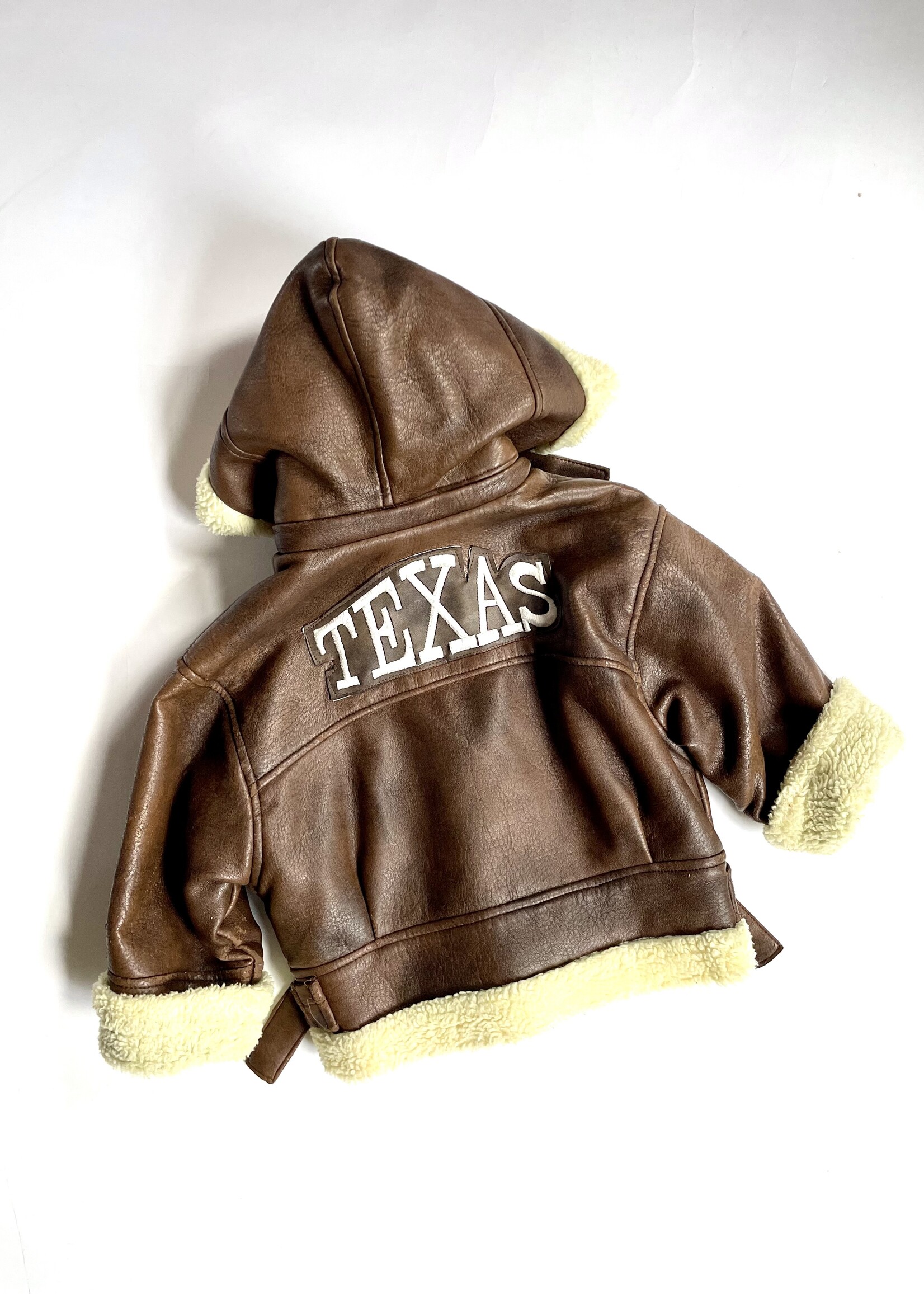 Vintage Vegan Leather Texas Sherpa jacket 4y