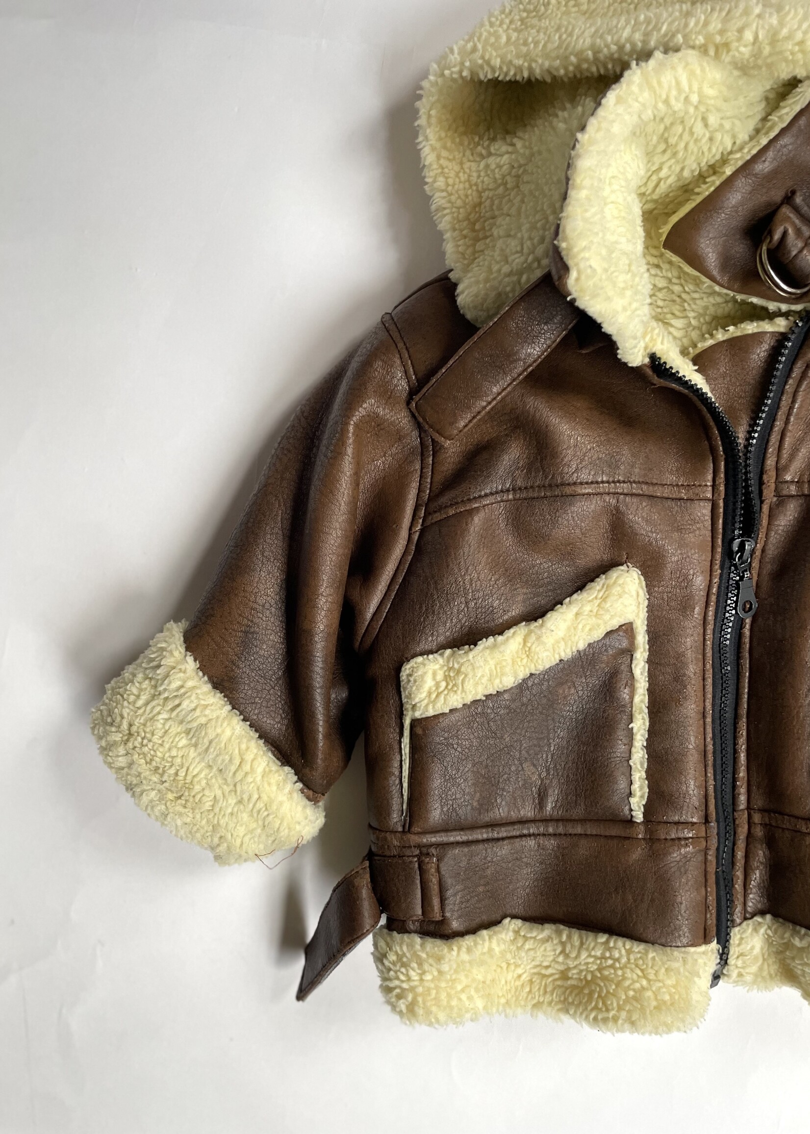 Vintage Vegan Leather Texas Sherpa jacket 4y