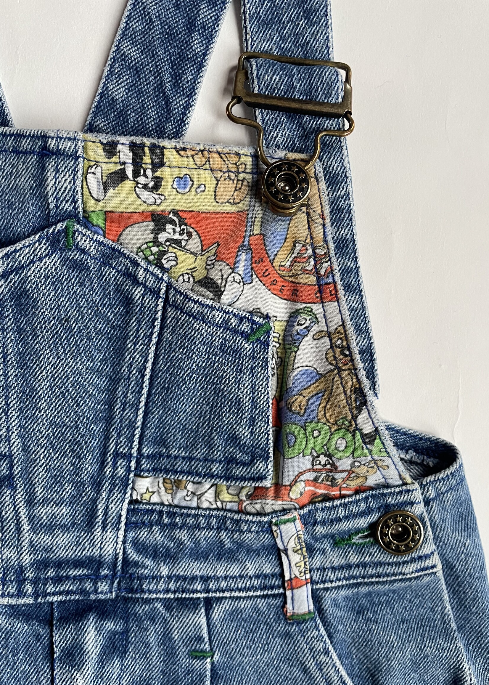 Vintage Denim Cartoon Dungarees 3-4y