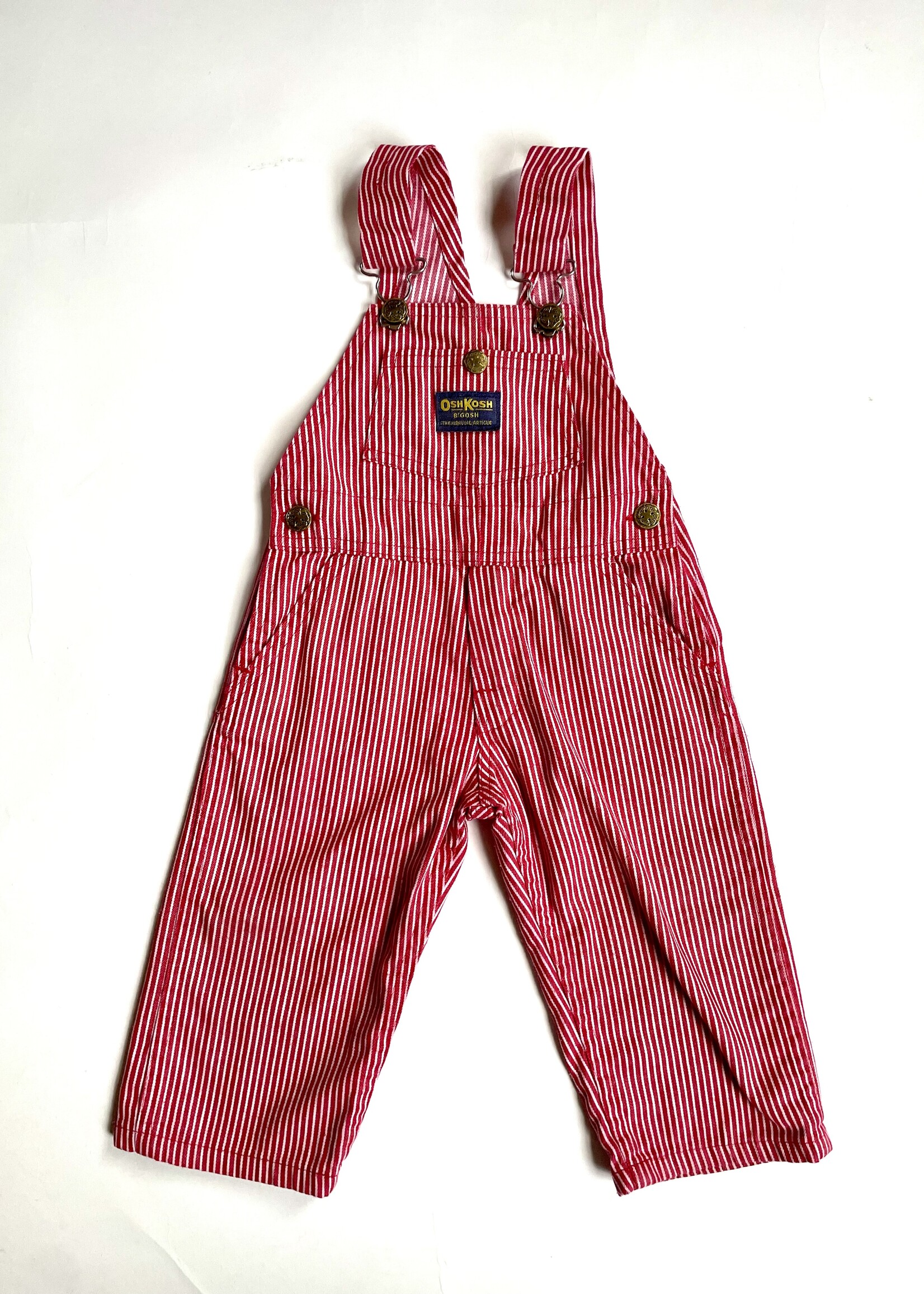 OshKosh USA Red Striped Dungarees 18m