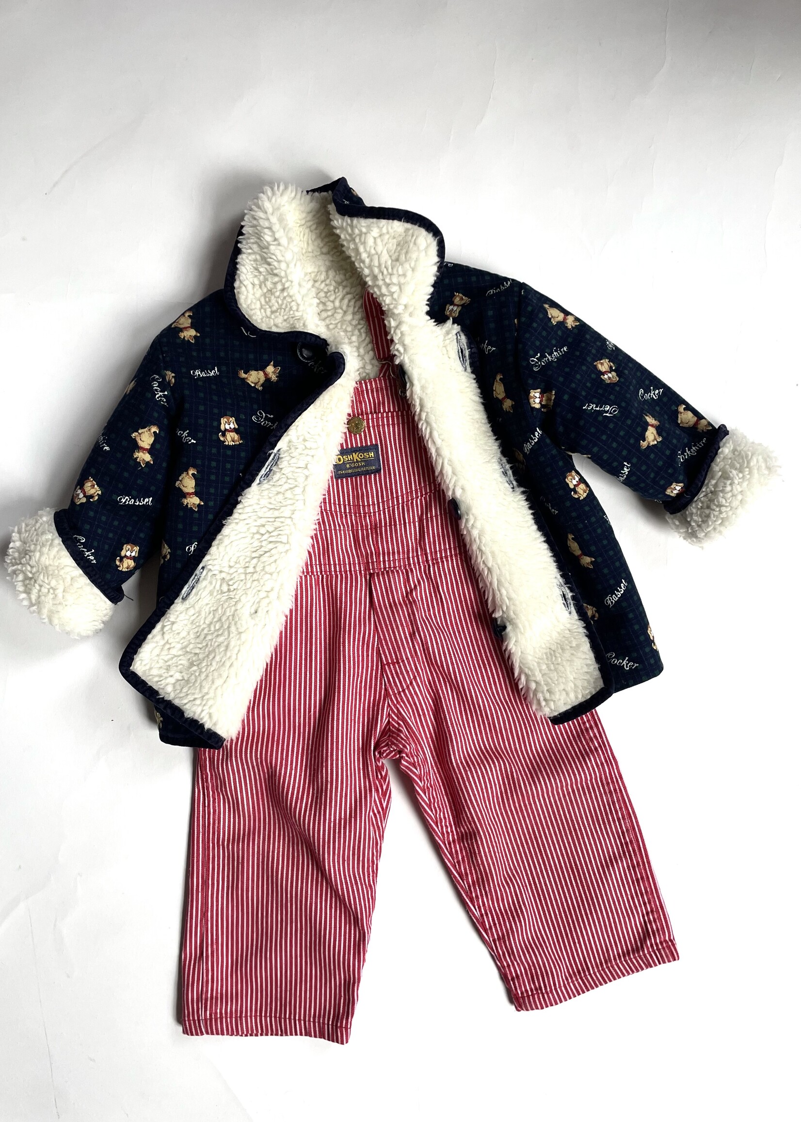 OshKosh USA Red Striped Dungarees 18m