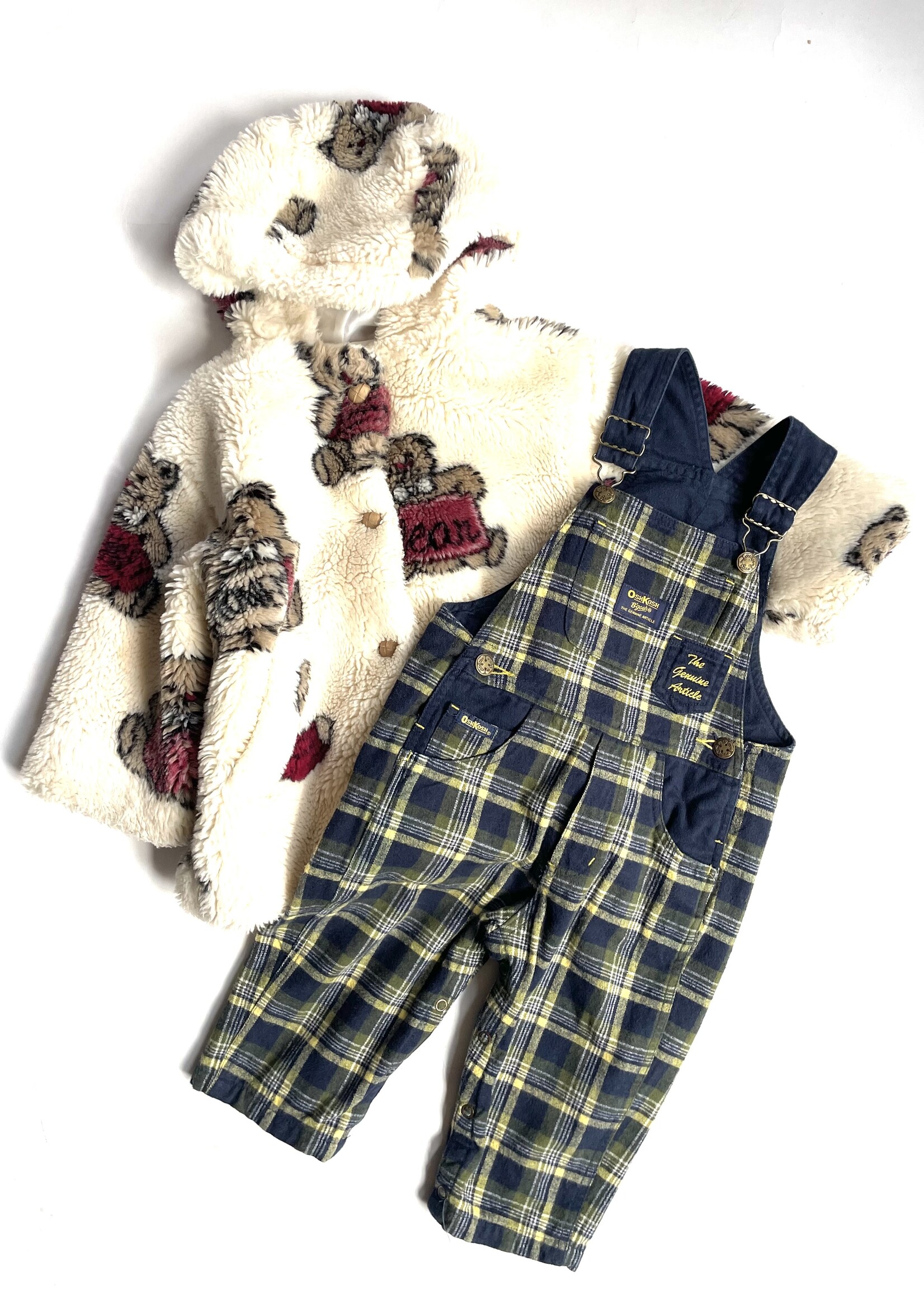 OshKosh Tartan Lined Dungarees 12-18m
