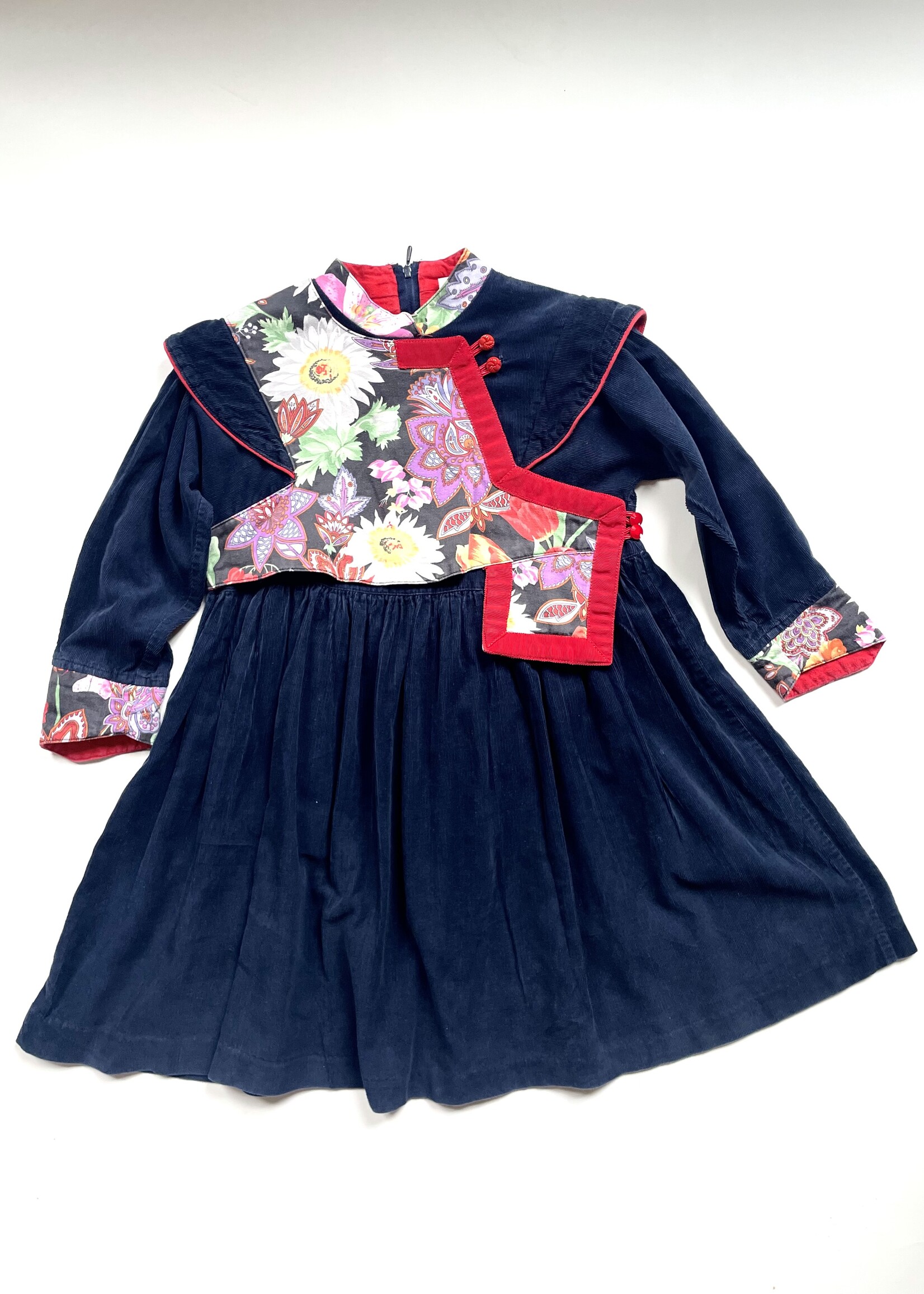 K'neeltje Blue Velvet Floral Kimono Dress 6y