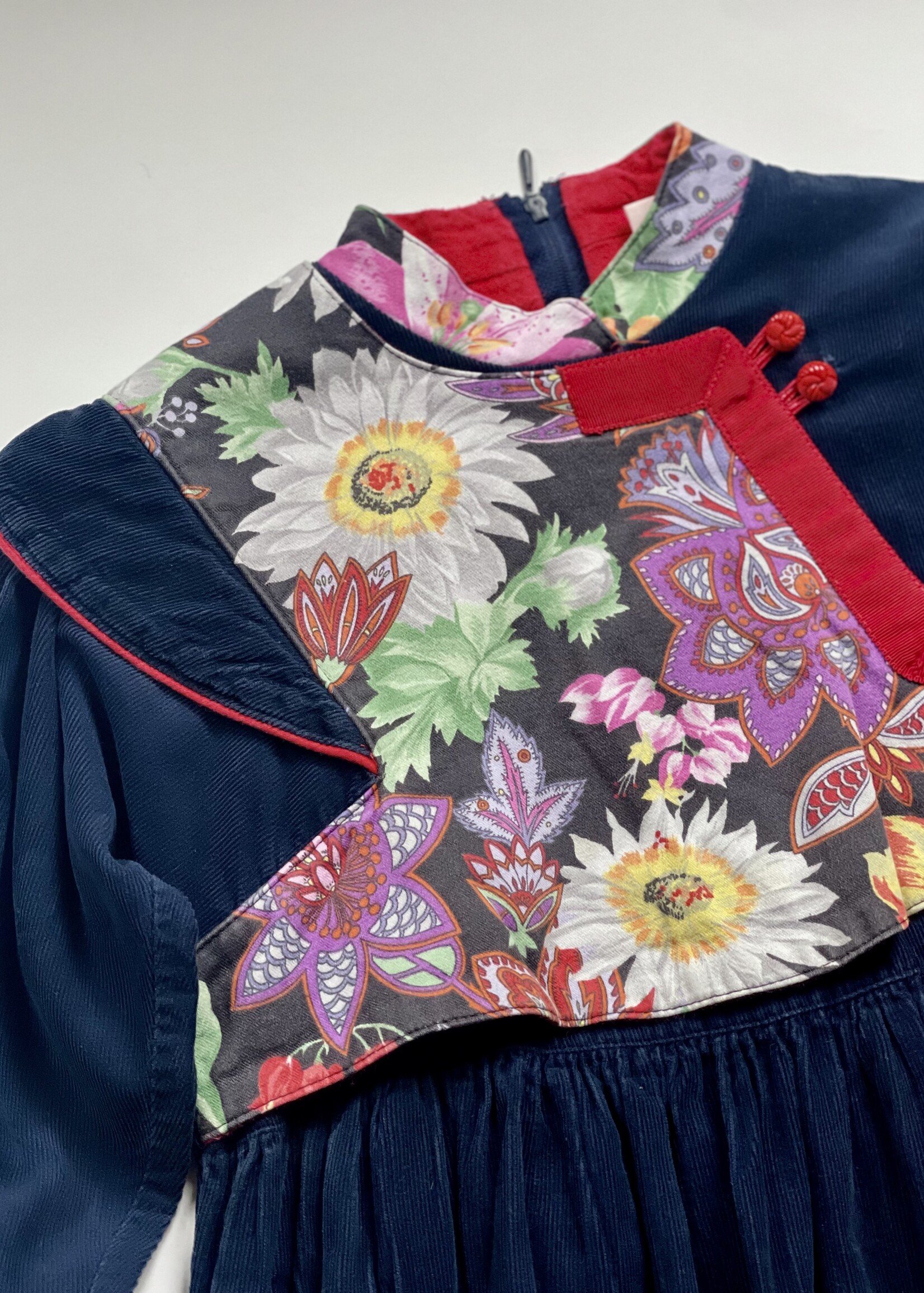 K'neeltje Blue Velvet Floral Kimono Dress 6y