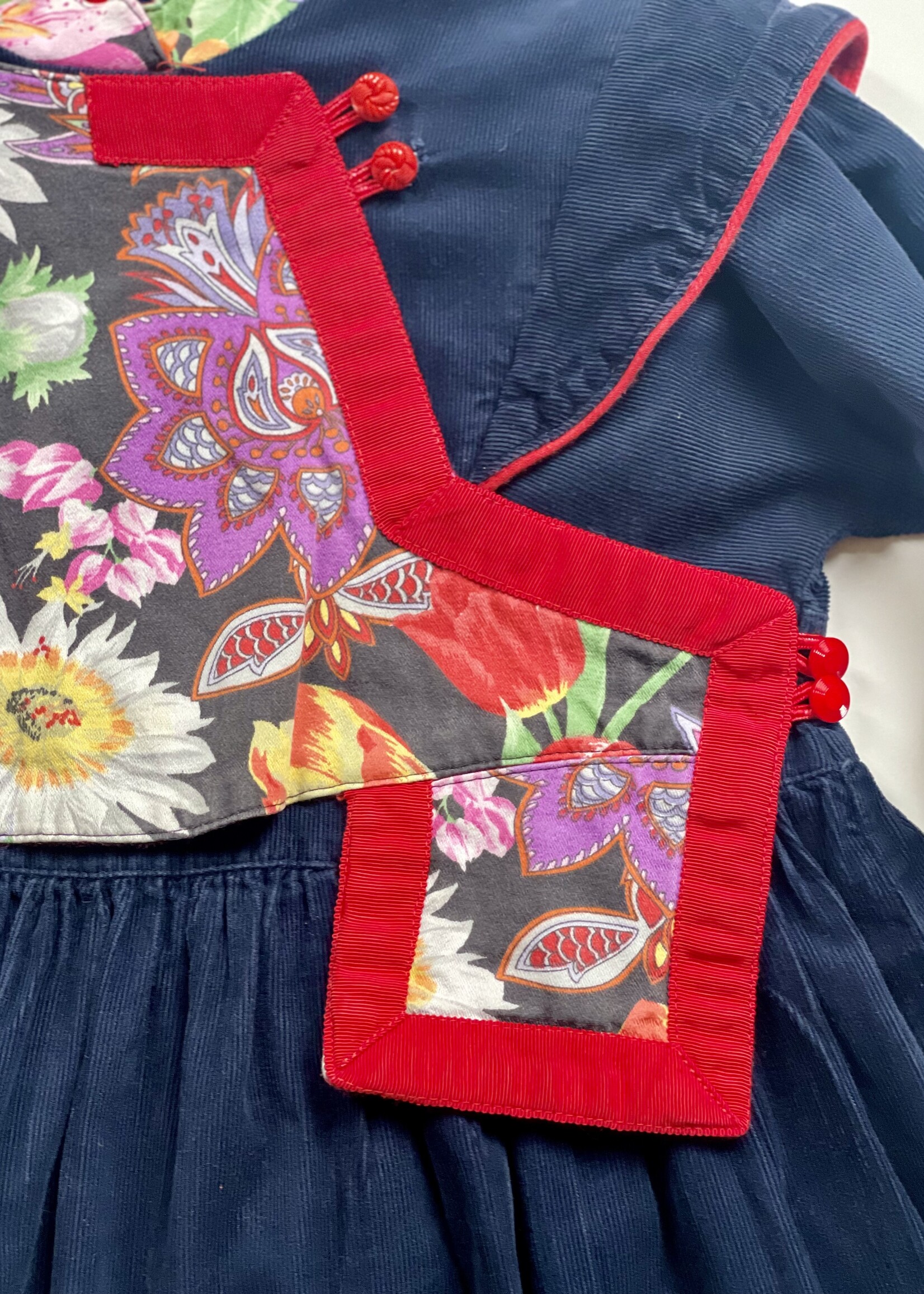 K'neeltje Blue Velvet Floral Kimono Dress 6y