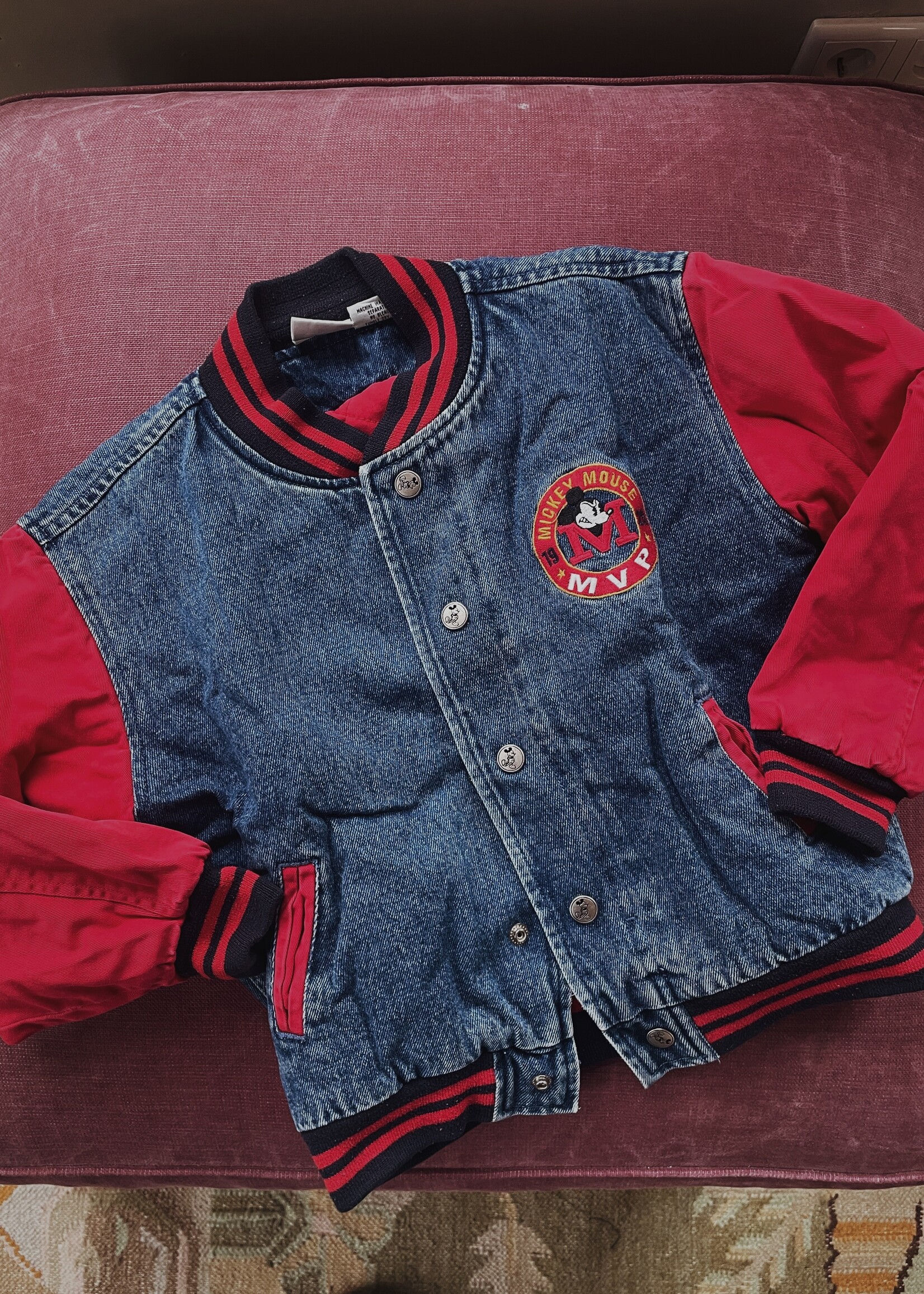 Disney Denim Baseball Mickey Bomber Jacket 6y