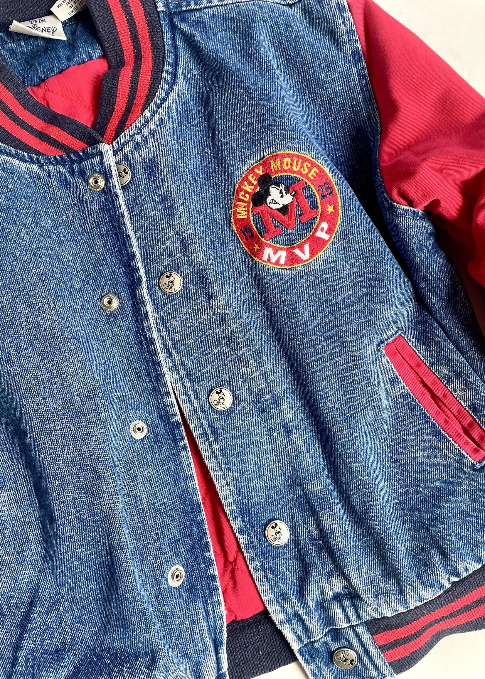 Disney Denim Baseball Mickey Bomber Jacket 6y