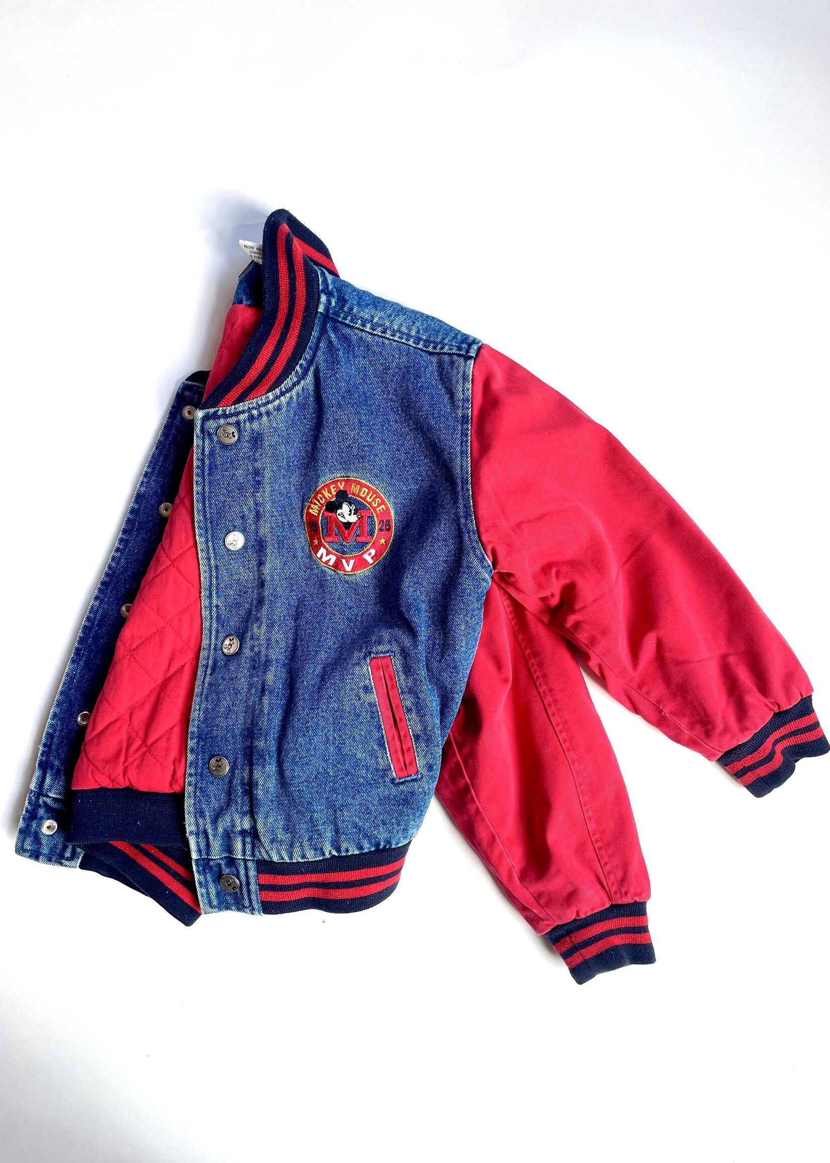 Disney Denim Baseball Mickey Bomber Jacket 6y