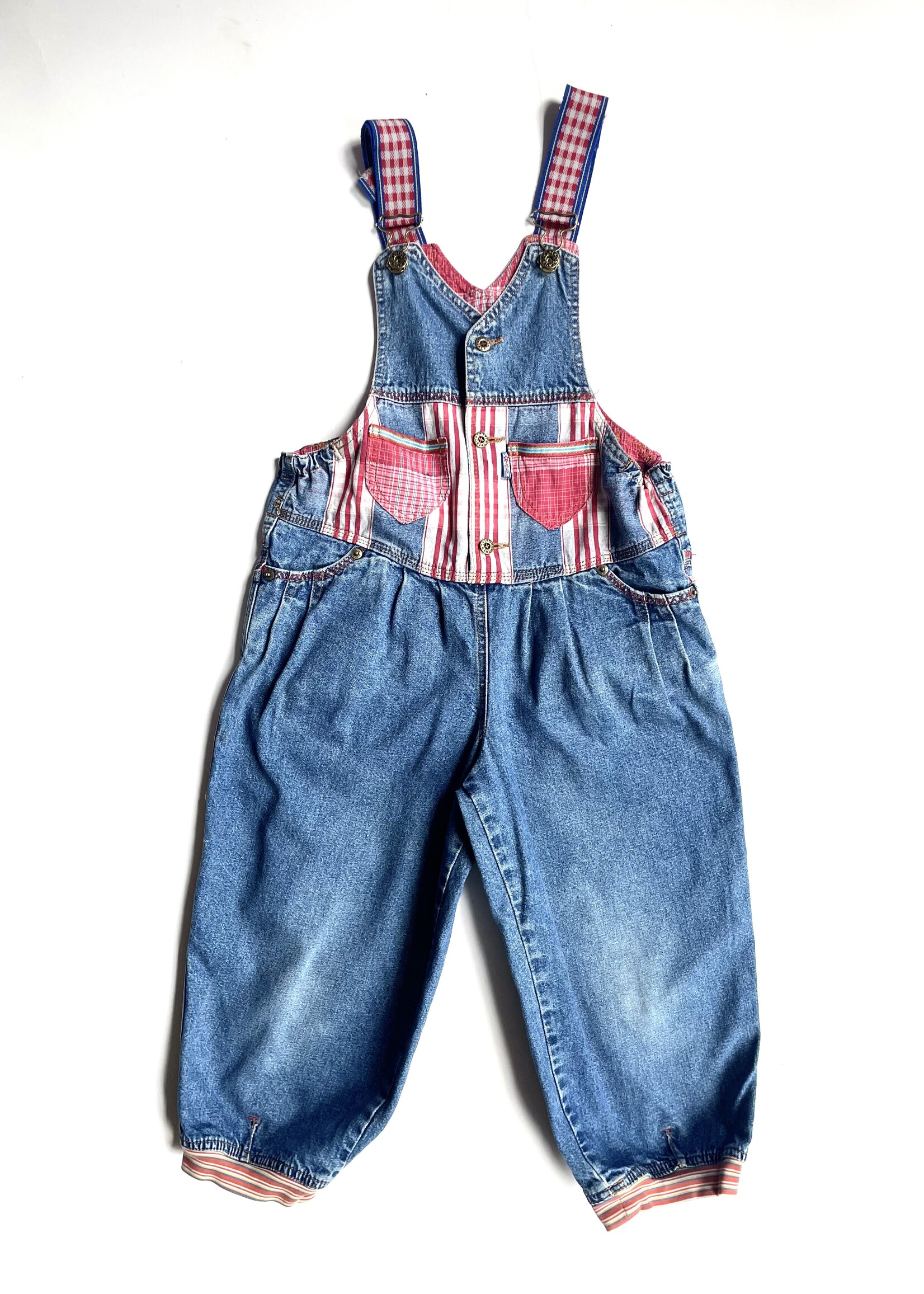 Oilily Puffy Demin Checked Dungarees 6-8y