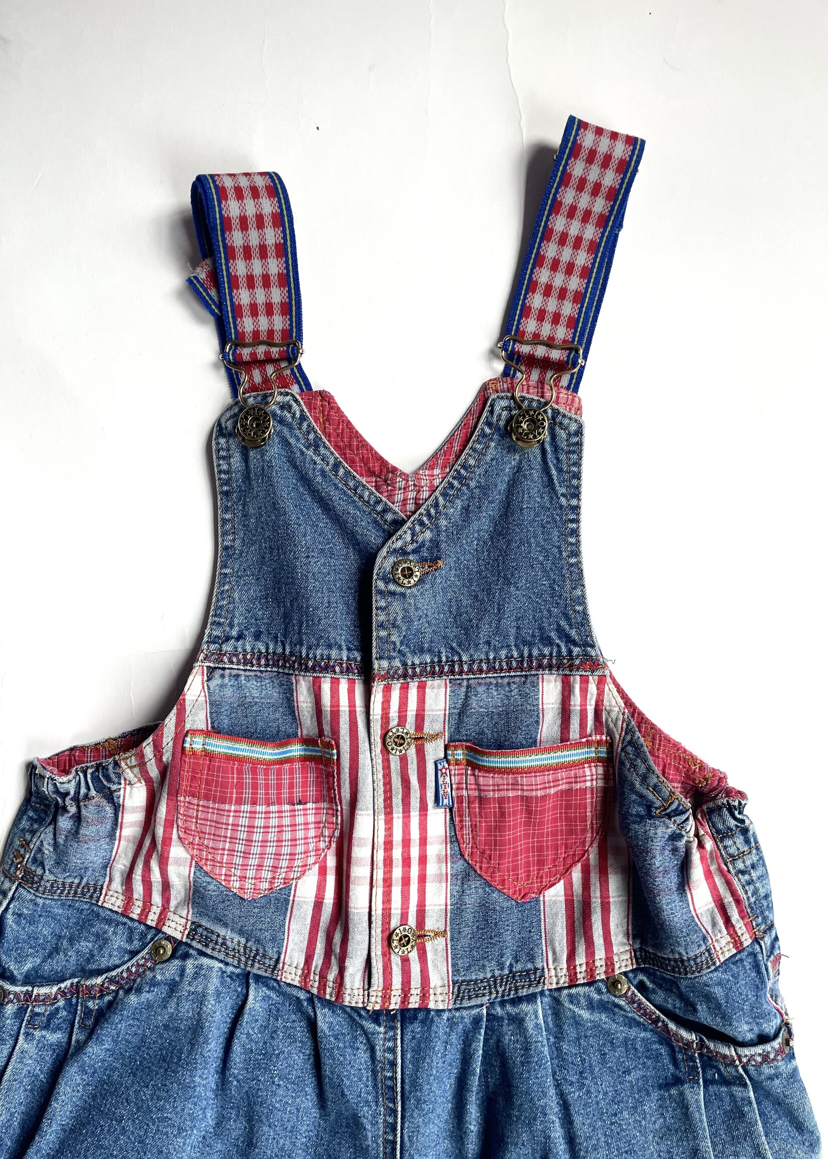 Oilily Puffy Demin Checked Dungarees 6-8y