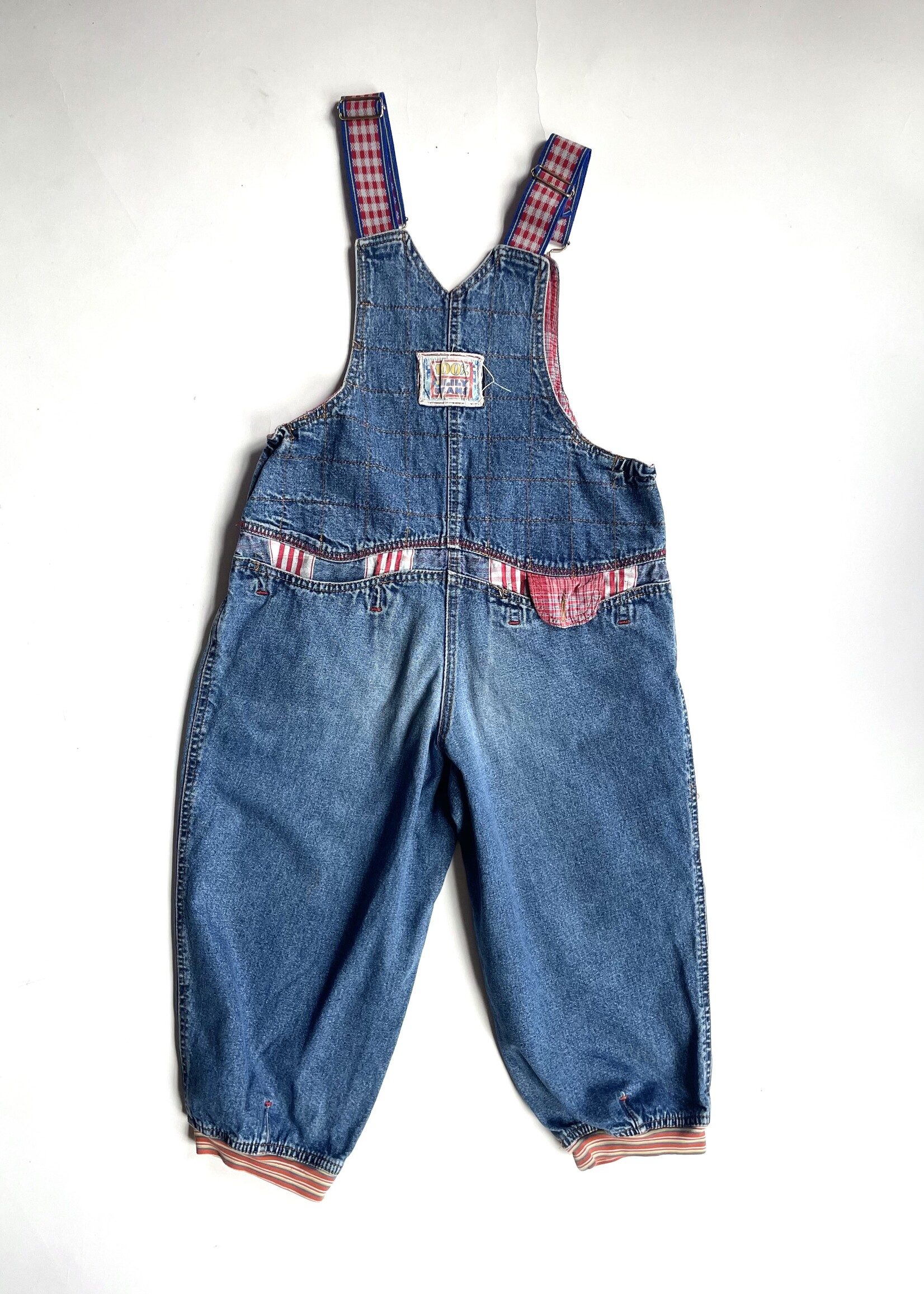 Oilily Puffy Demin Checked Dungarees 6-8y