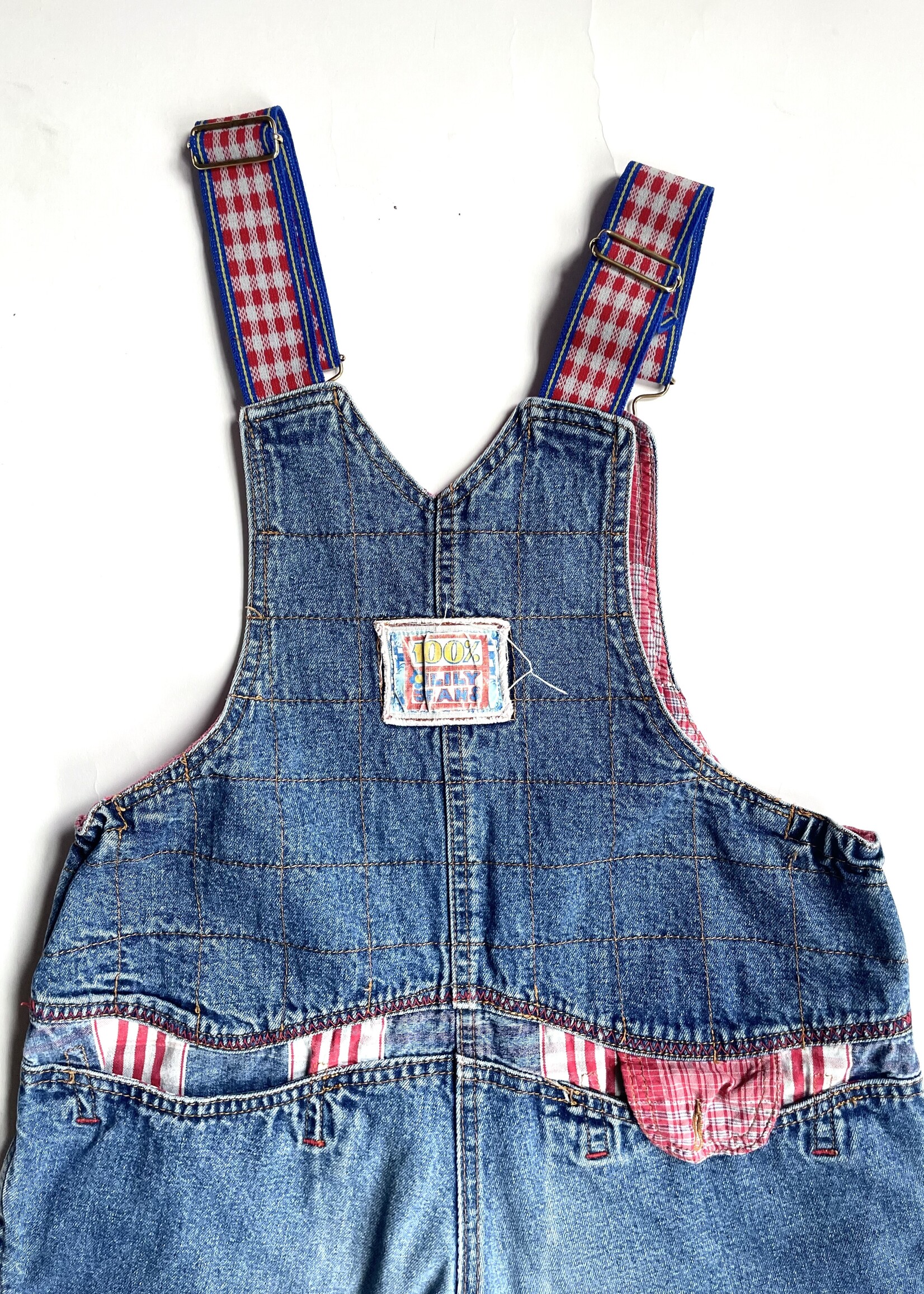 Oilily Puffy Demin Checked Dungarees 6-8y