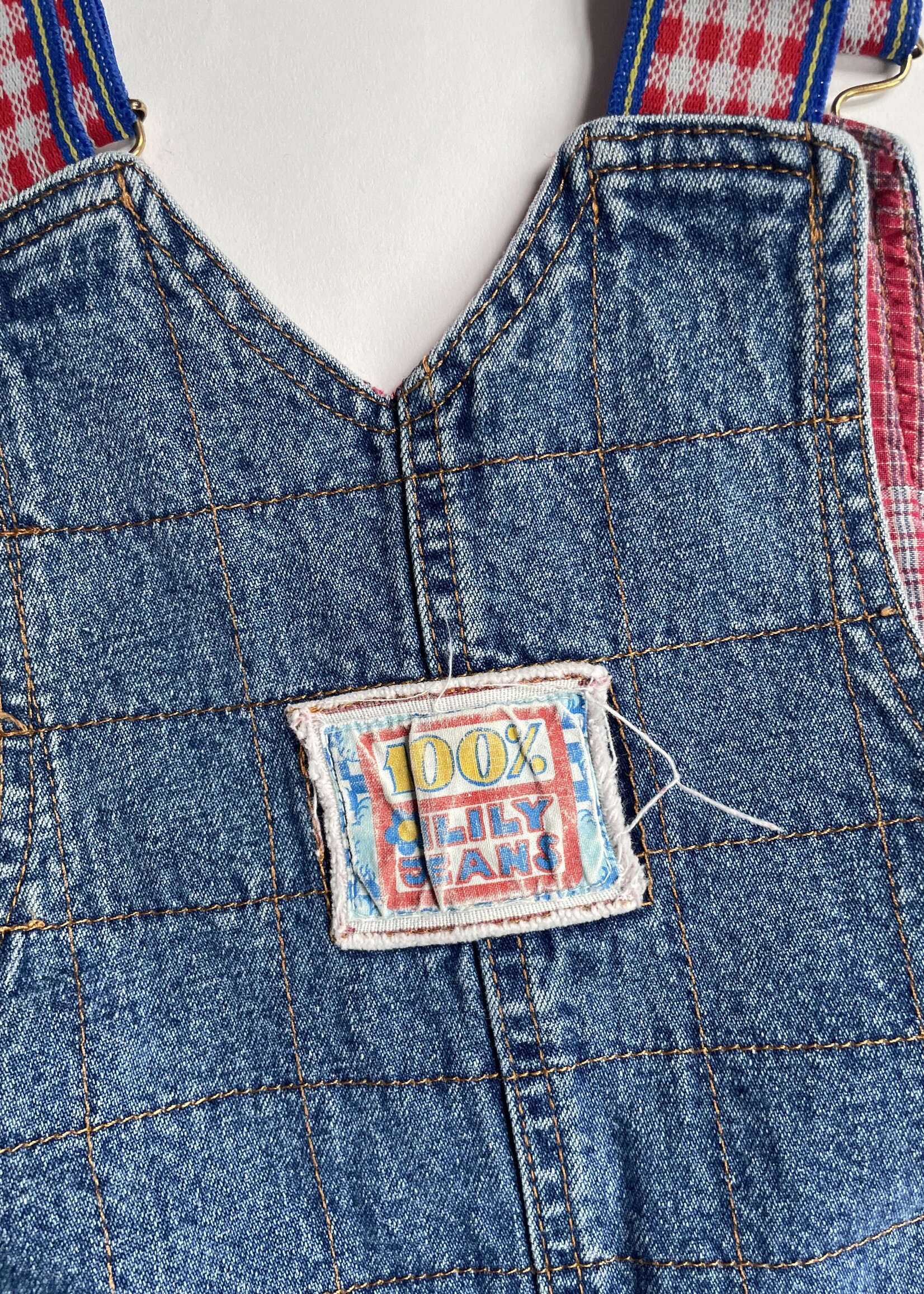 Oilily Puffy Demin Checked Dungarees 6-8y