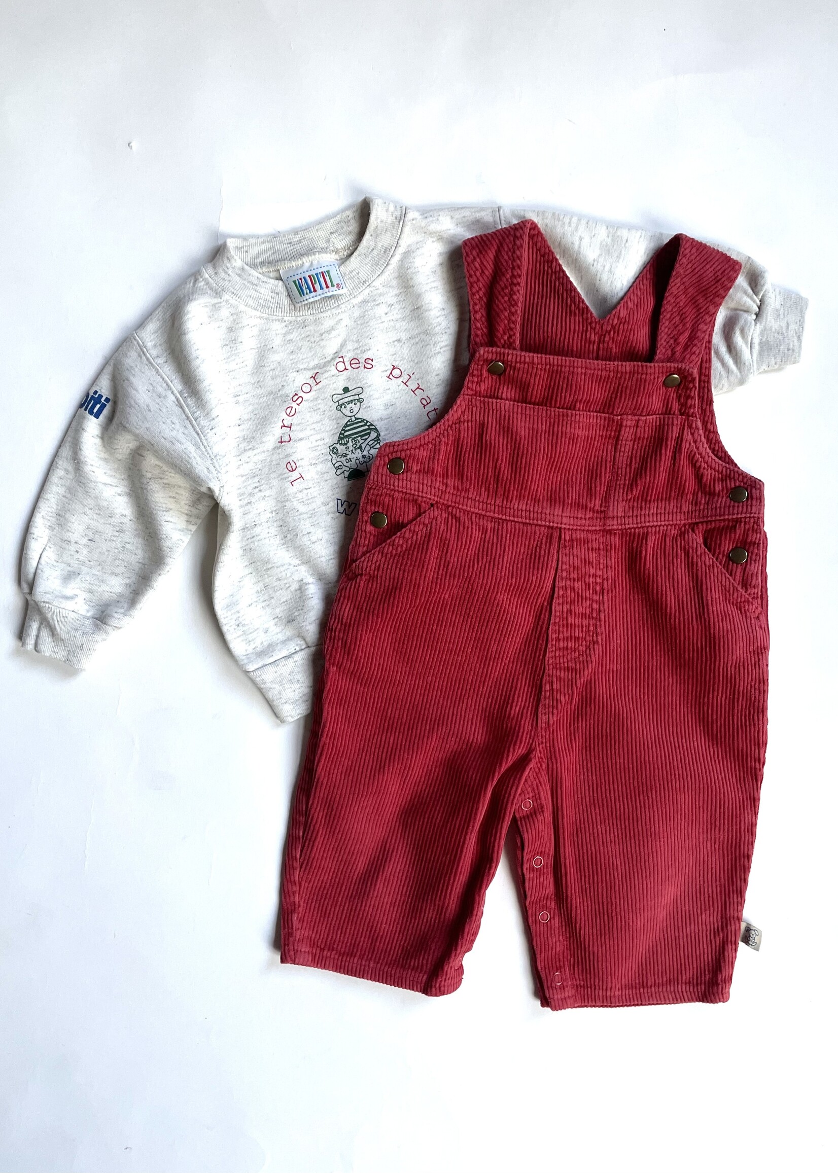 Vintage Red Velvet Dungarees 12-18m