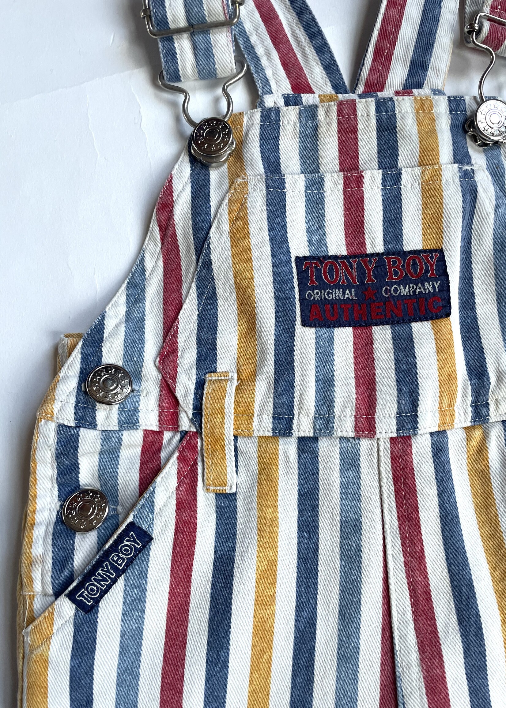 Vintage Striped Denim Dungarees 9m