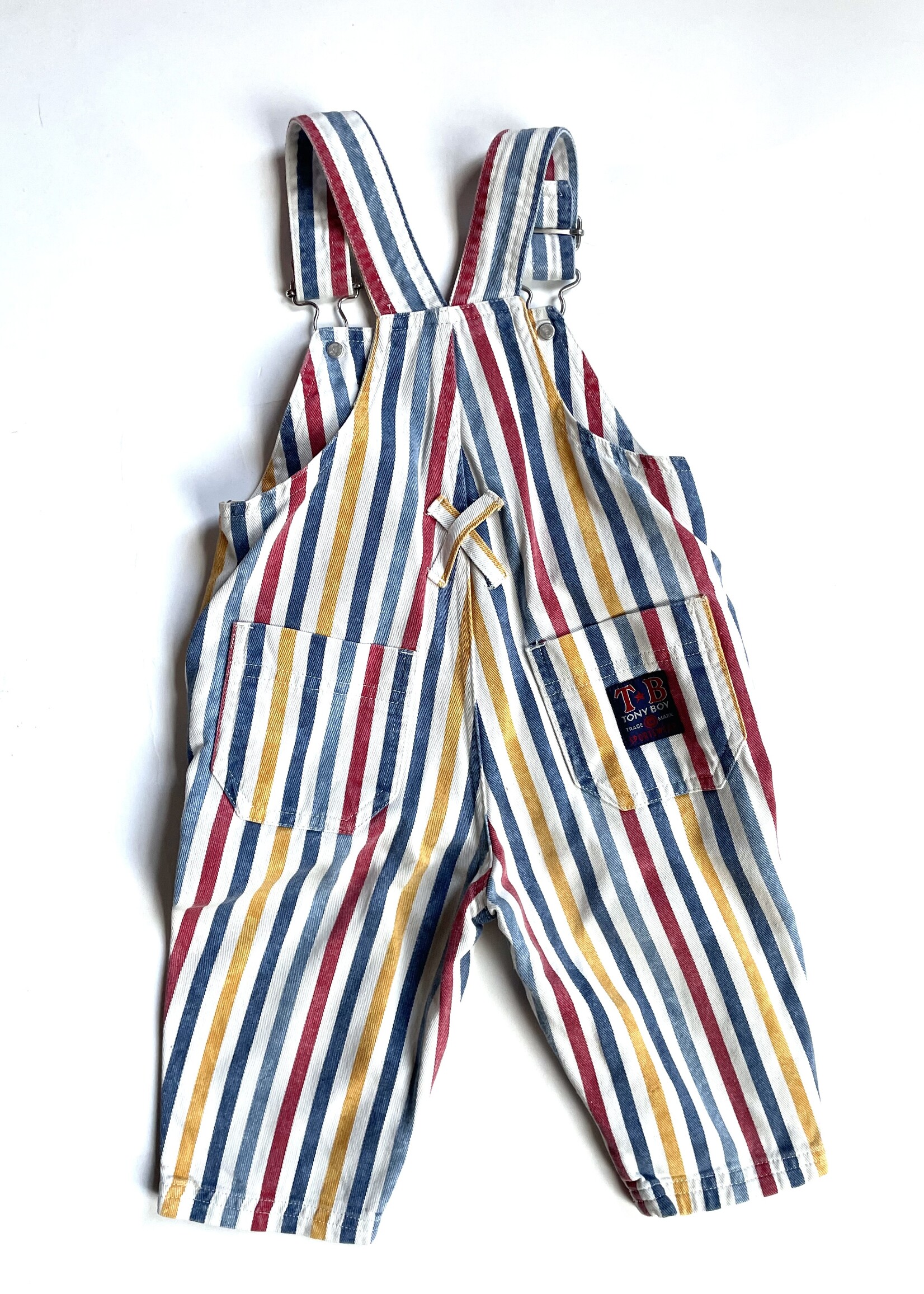 Vintage Striped Denim Dungarees 9m