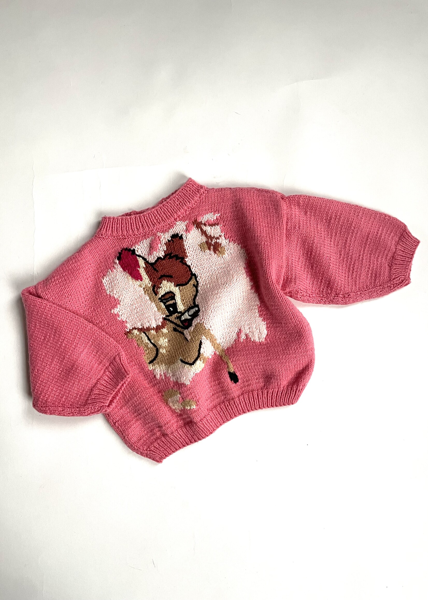 Handmade Pink Bambi Sweater 6-9m