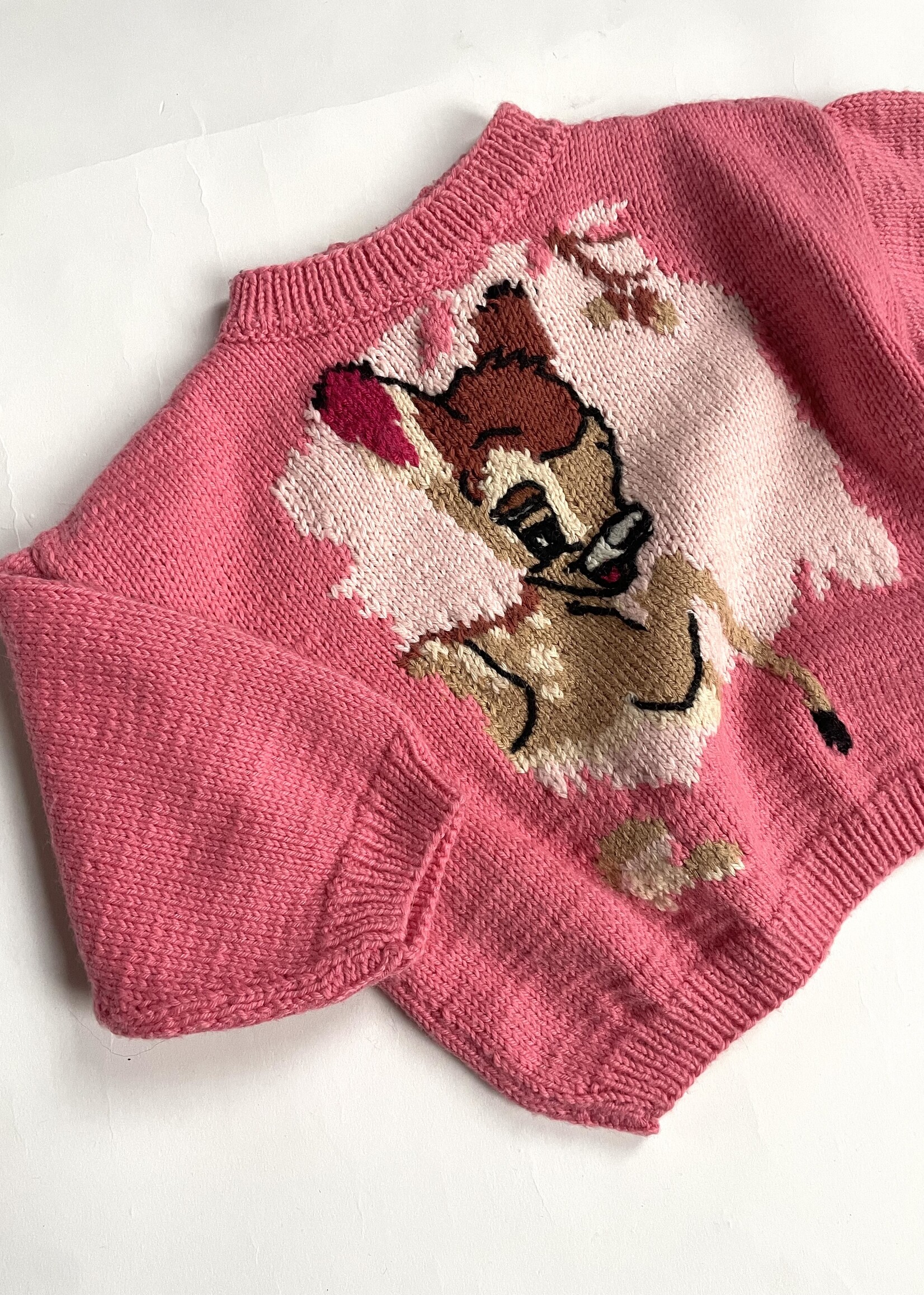 Handmade Pink Bambi Sweater 6-9m
