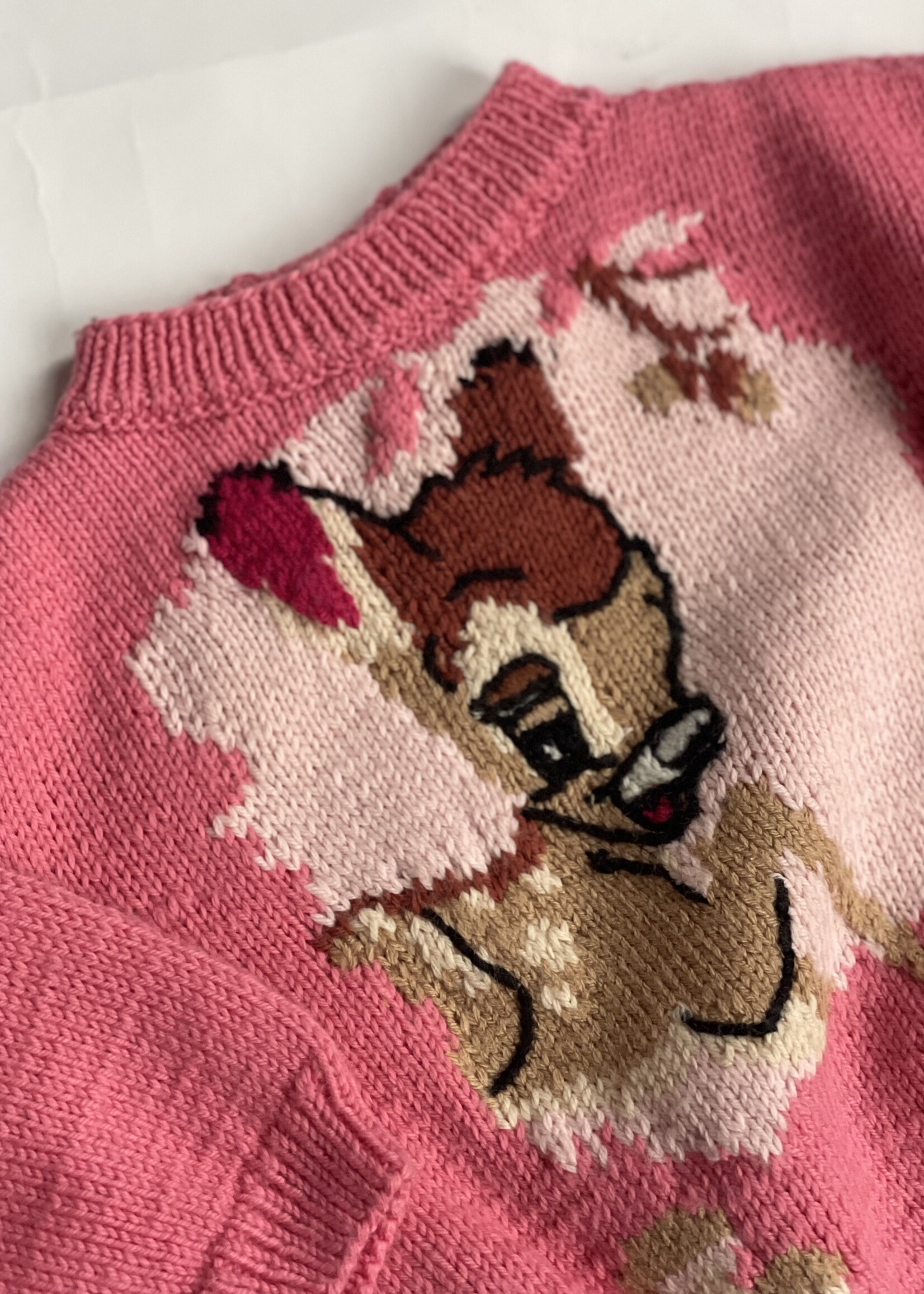 Handmade Pink Bambi Sweater 6-9m