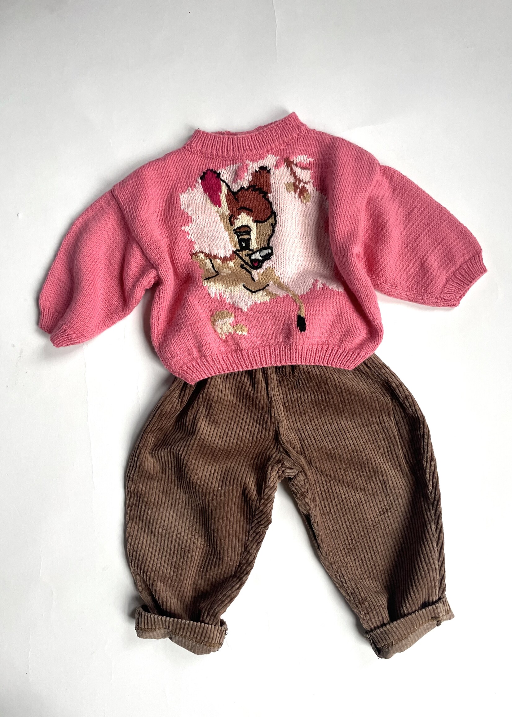 Handmade Pink Bambi Sweater 6-9m