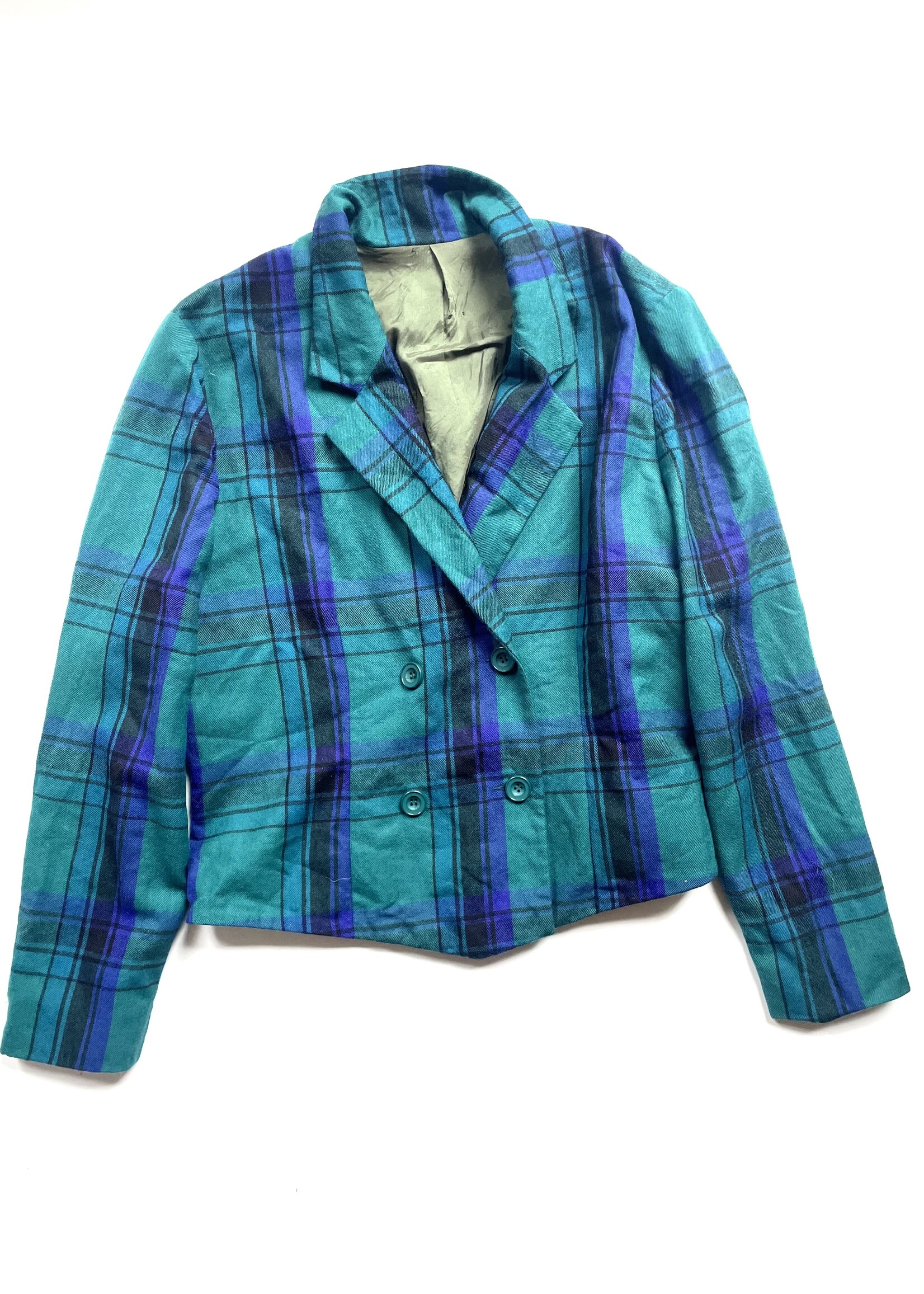 Vintage Tartan Wool Blazer 16+ / S-M