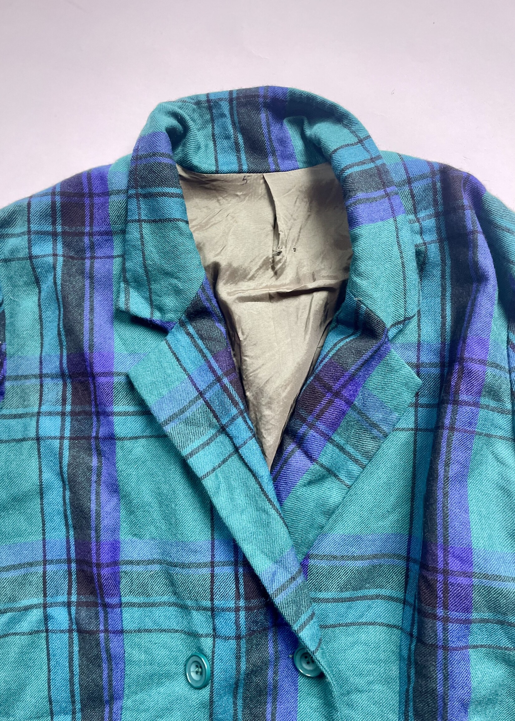 Vintage Tartan Wool Blazer 16+ / S-M