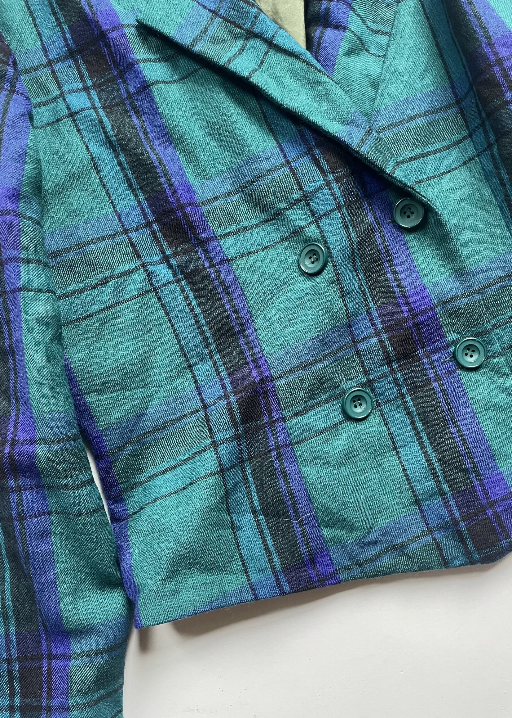 Vintage Tartan Wool Blazer 16+ / S-M