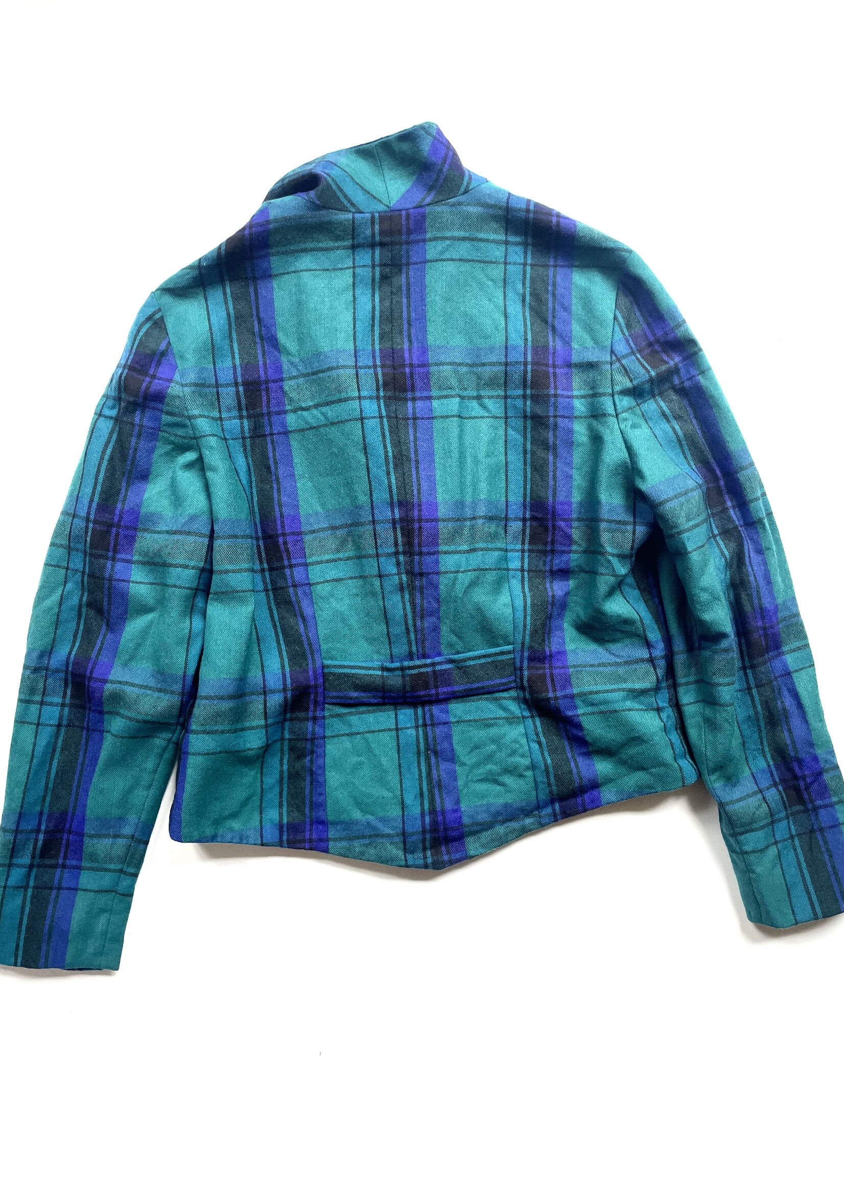 Vintage Tartan Wool Blazer 16+ / S-M