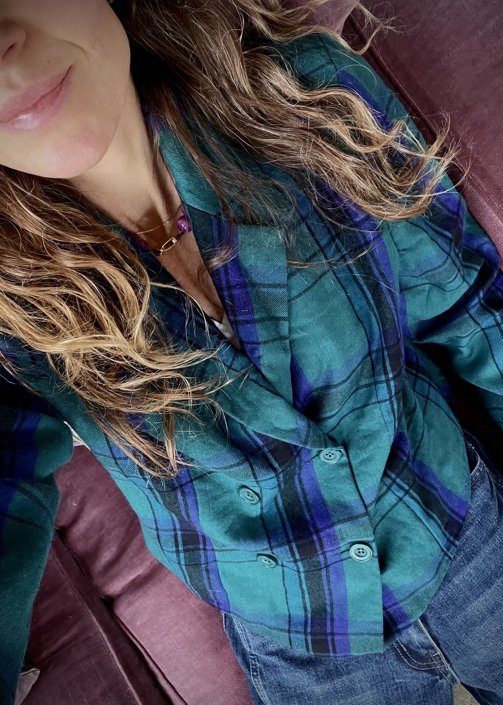 Vintage Tartan Wool Blazer 16+ / S-M