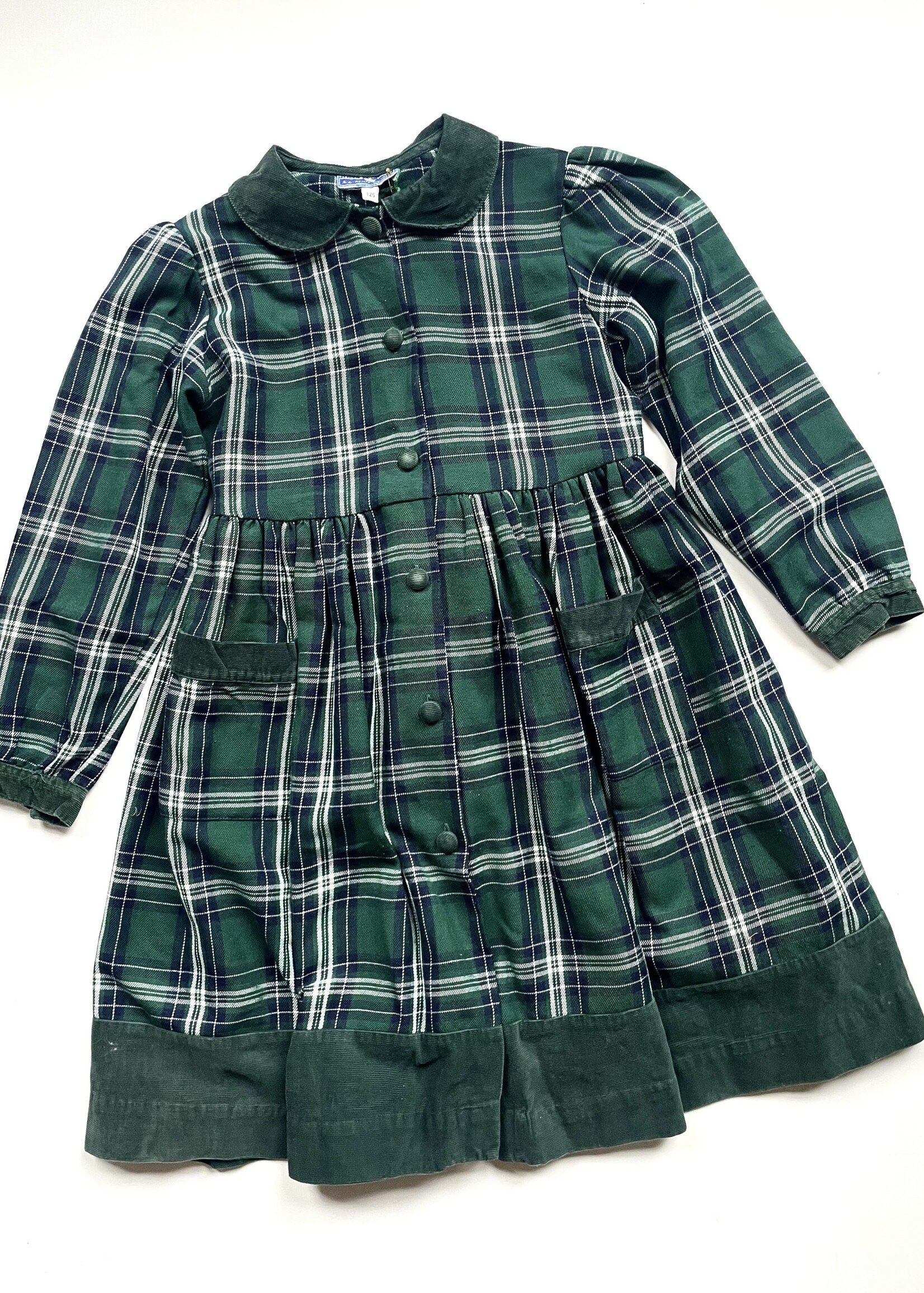 Vintage Green Tartan Dress 7-8y
