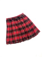 Vintage Red Tartan Wooly Pleated Skirt 6-8y