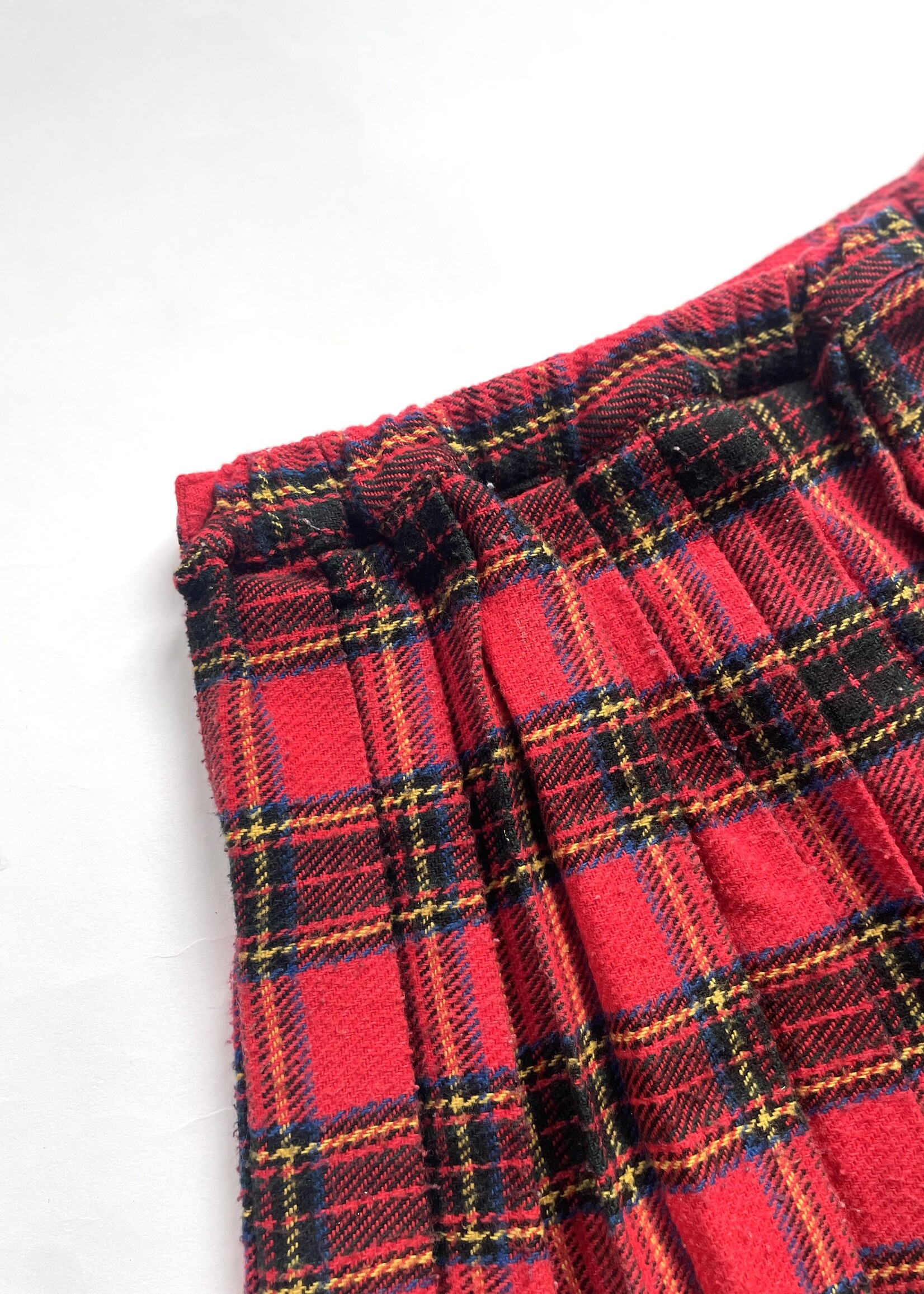 Vintage Red Tartan Wooly Pleated Skirt 6-8y