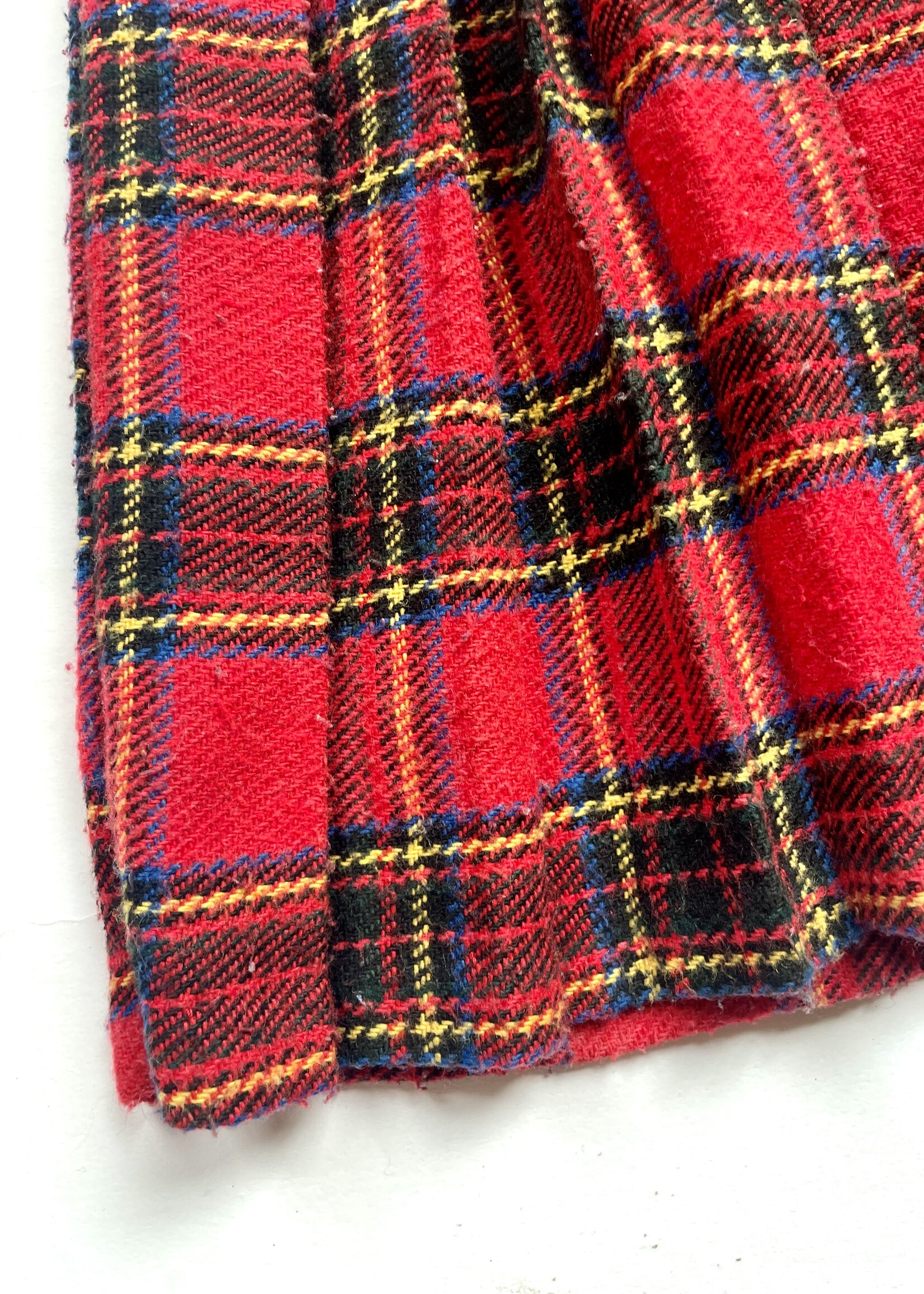 Vintage Red Tartan Wooly Pleated Skirt 6-8y