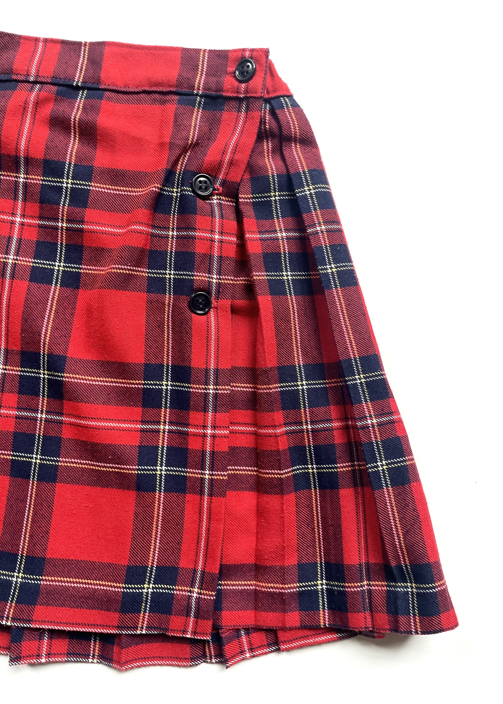 Vintage Red Tartan Pleated Skirt 6-8y