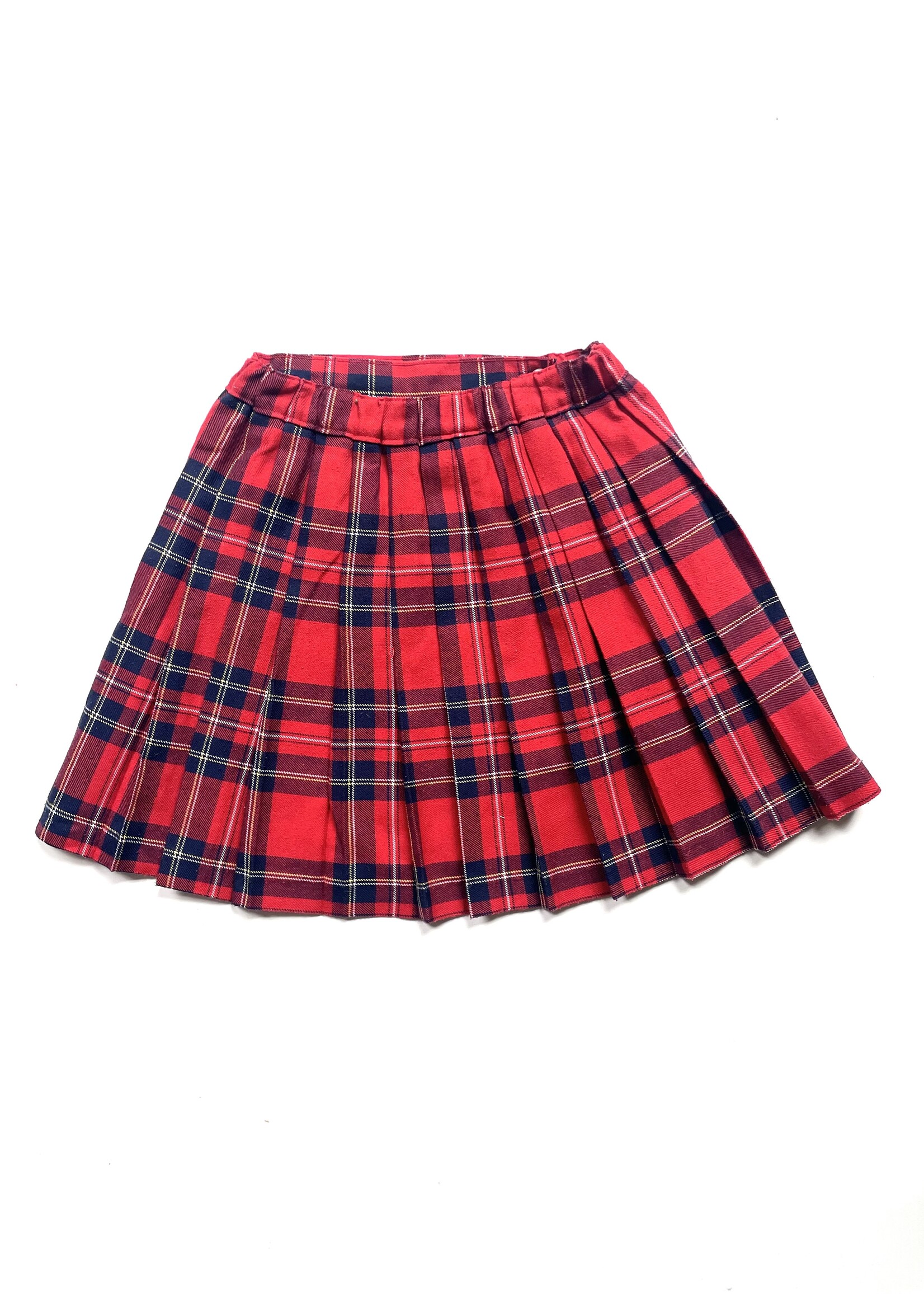 Vintage Red Tartan Pleated Skirt 6-8y