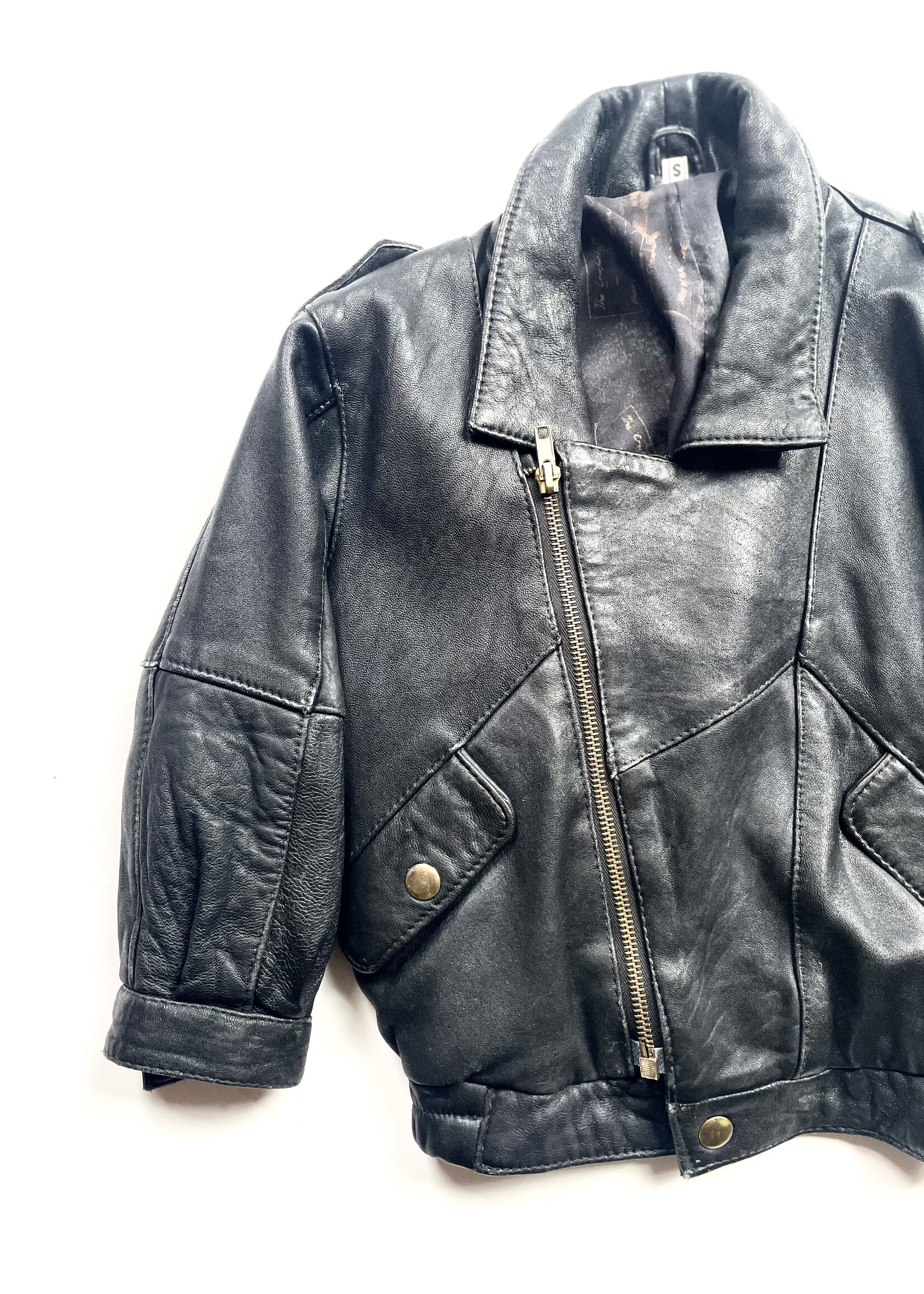 Vintage Leather Bomber Jacket 4y