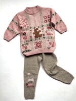 Vintage Pink Bear Knitted Set 4y