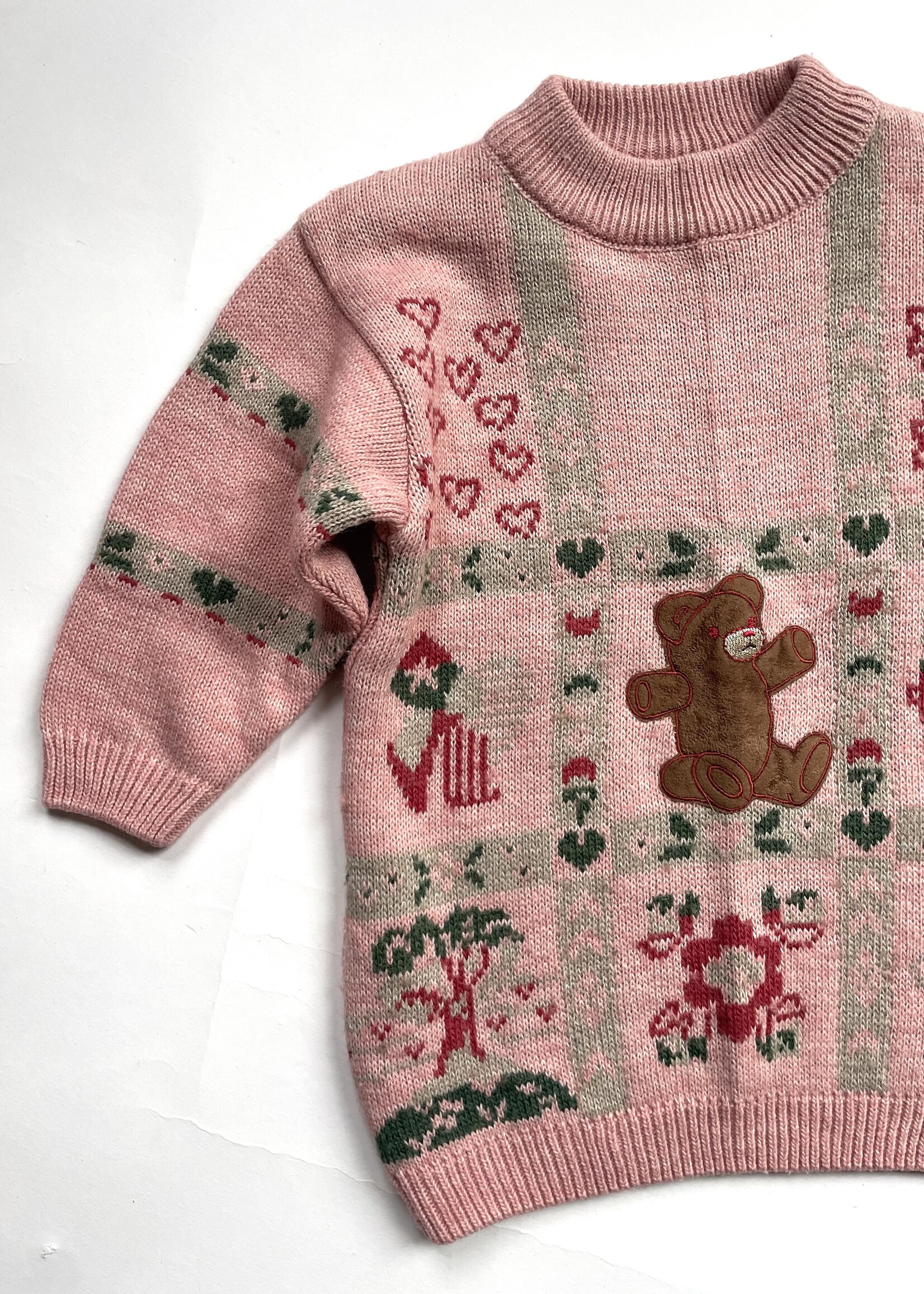 Vintage Pink Bear Knitted Set 4y