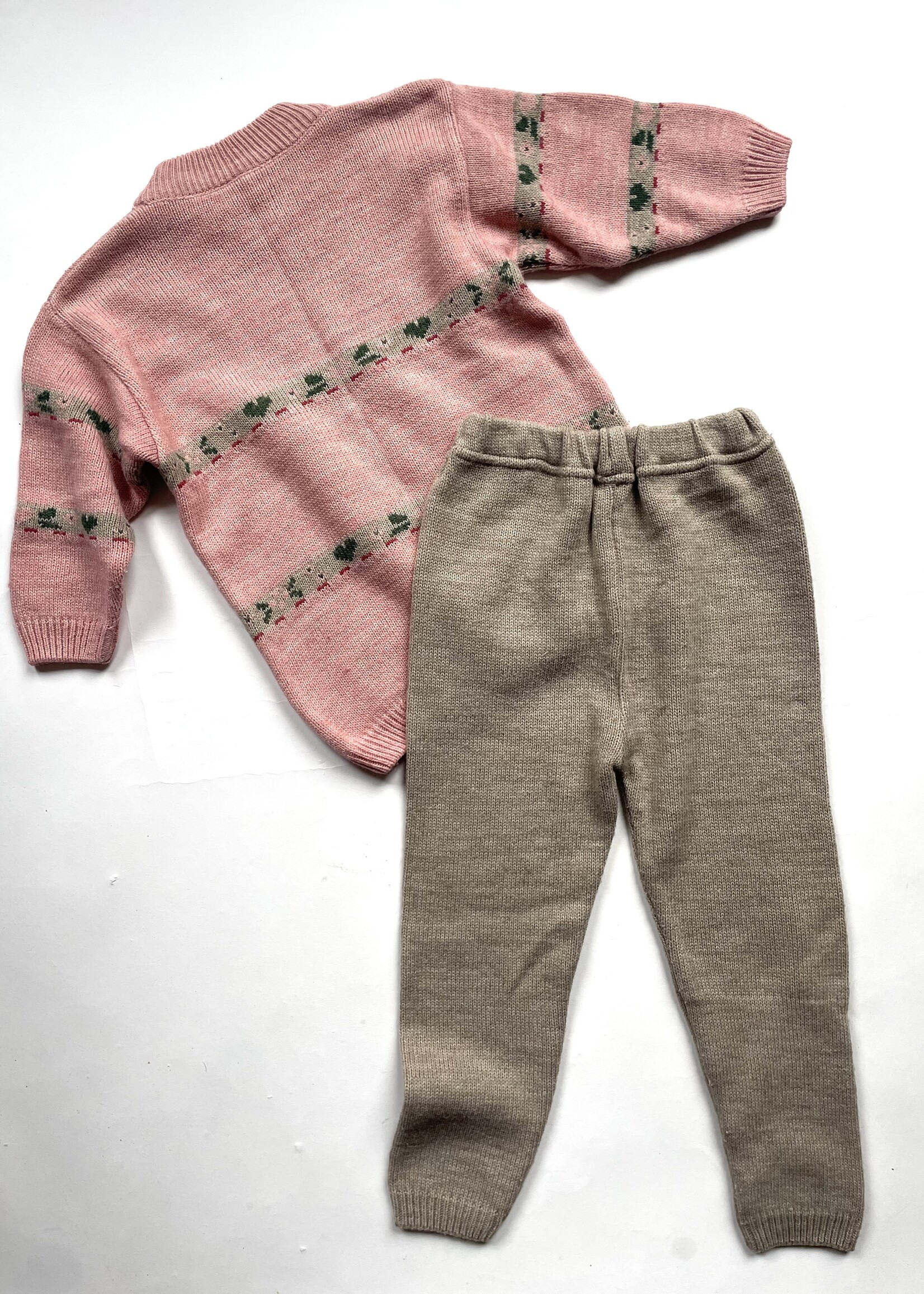Vintage Pink Bear Knitted Set 4y