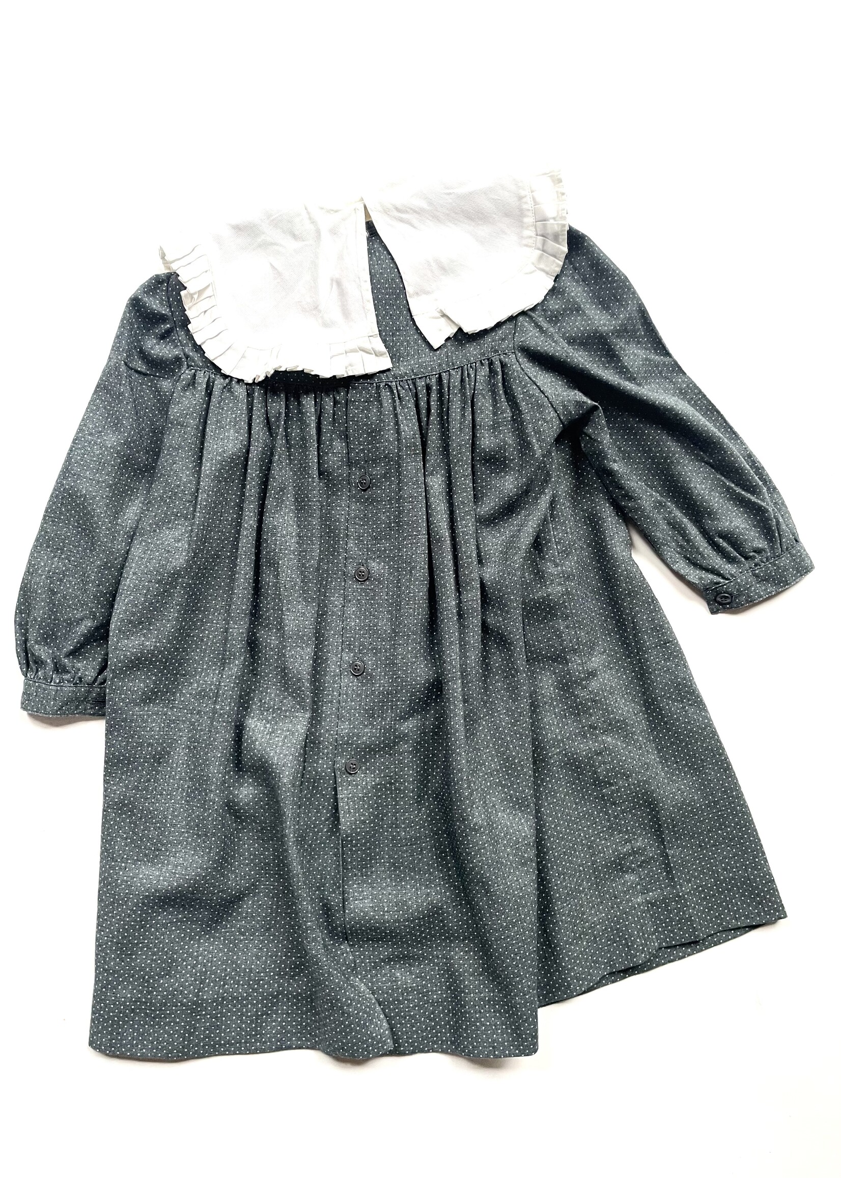 Cacharel Grey Dotted Dress + Frilly Collar 3y