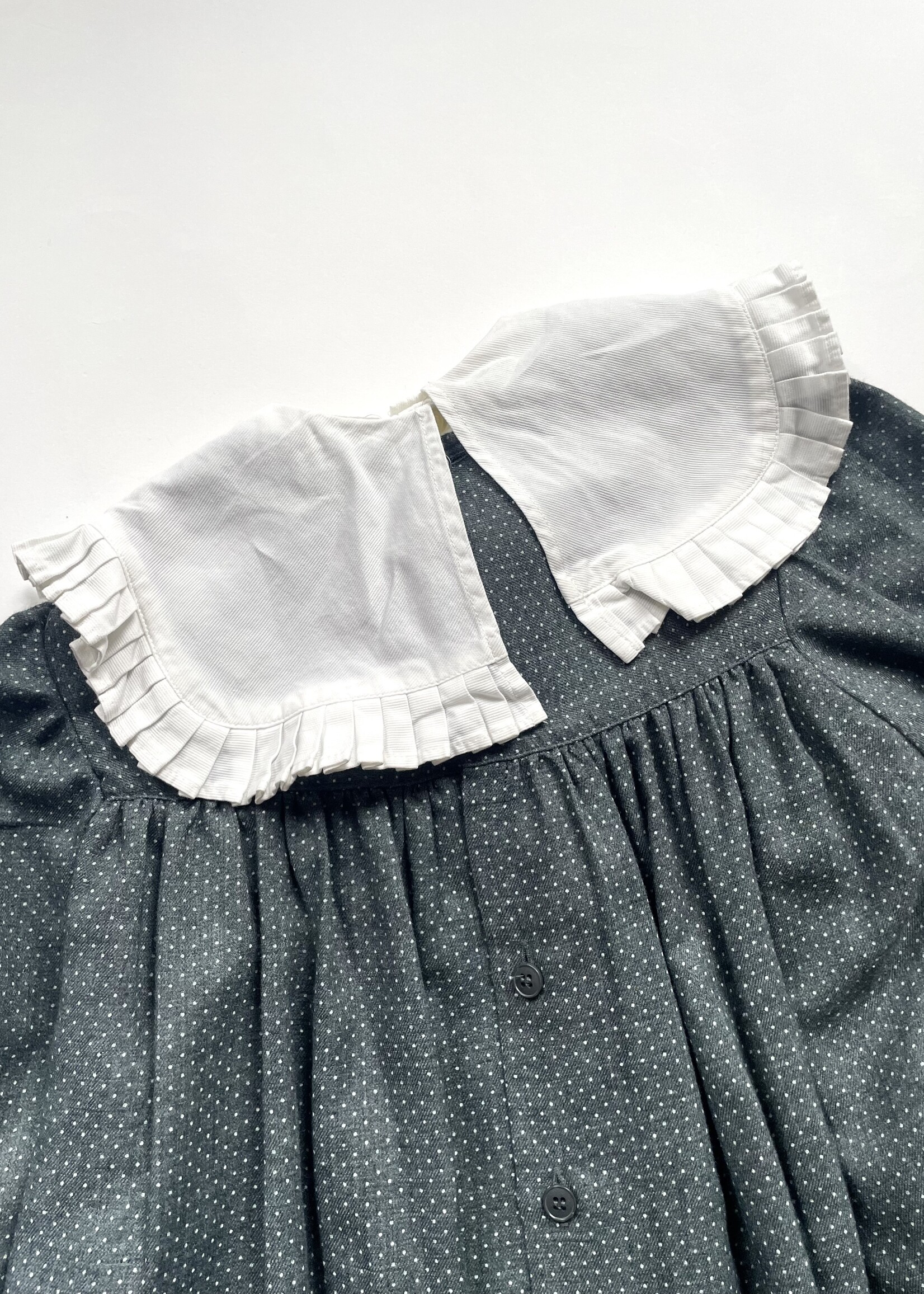 Cacharel Grey Dotted Dress + Frilly Collar 3y