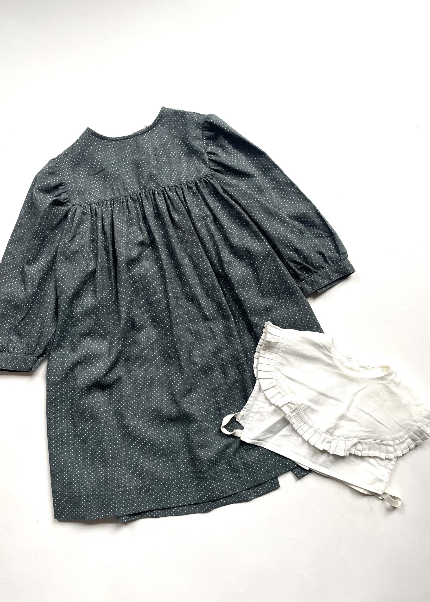 Cacharel Grey Dotted Dress + Frilly Collar 3y