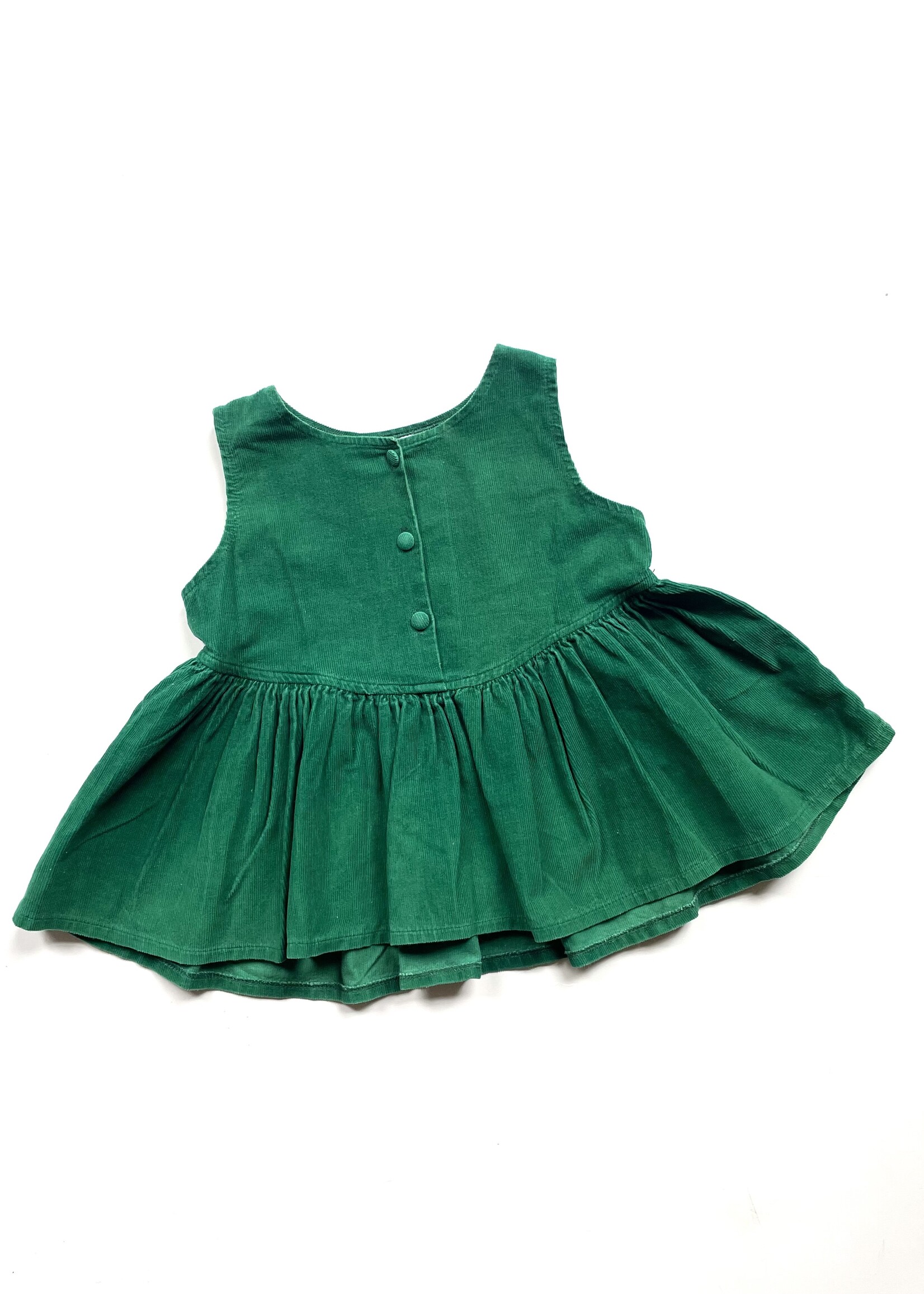 Vintage Green Velvet Frilly Top/Dress 2-6y