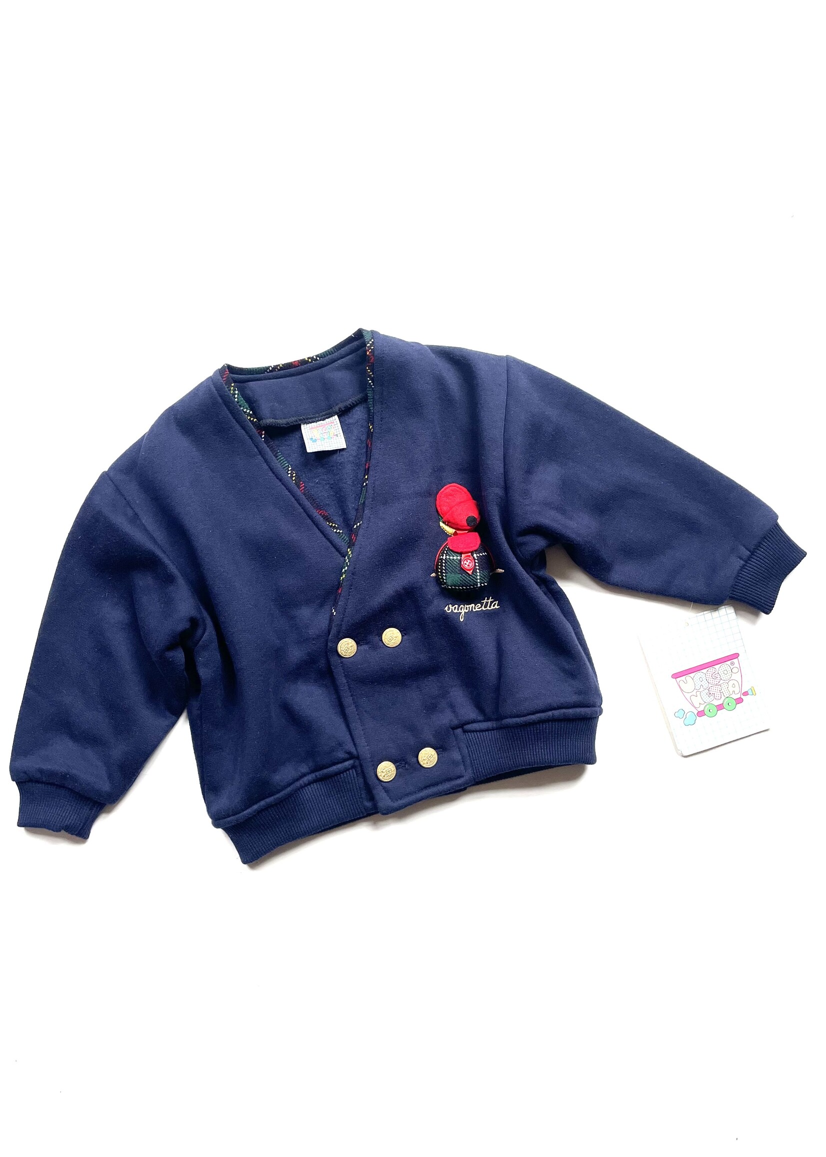 Vintage Navy Blue Tartan Cardigan 18-24m