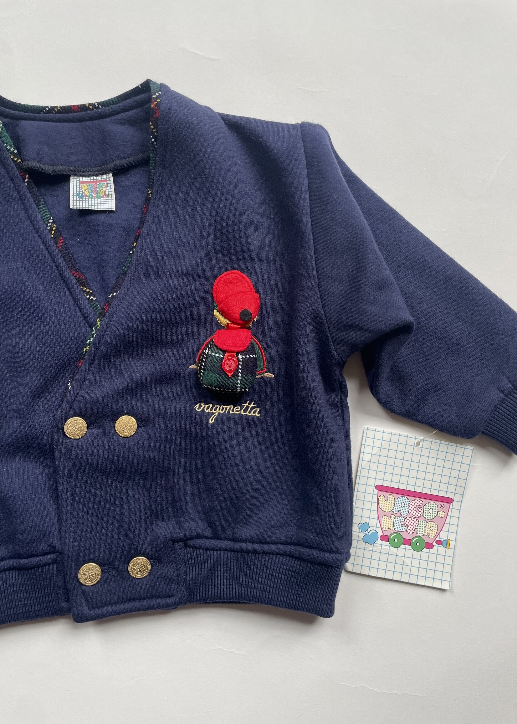 Vintage Navy Blue Tartan Cardigan 18-24m