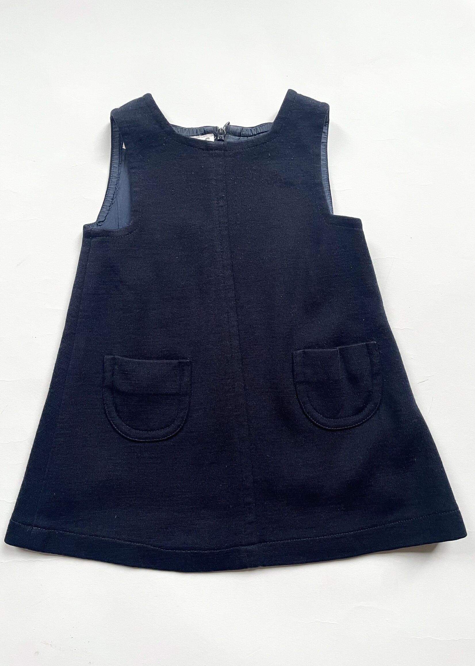 Bonpoint Navy Blue Pinafore Wool Mix Dress 2y